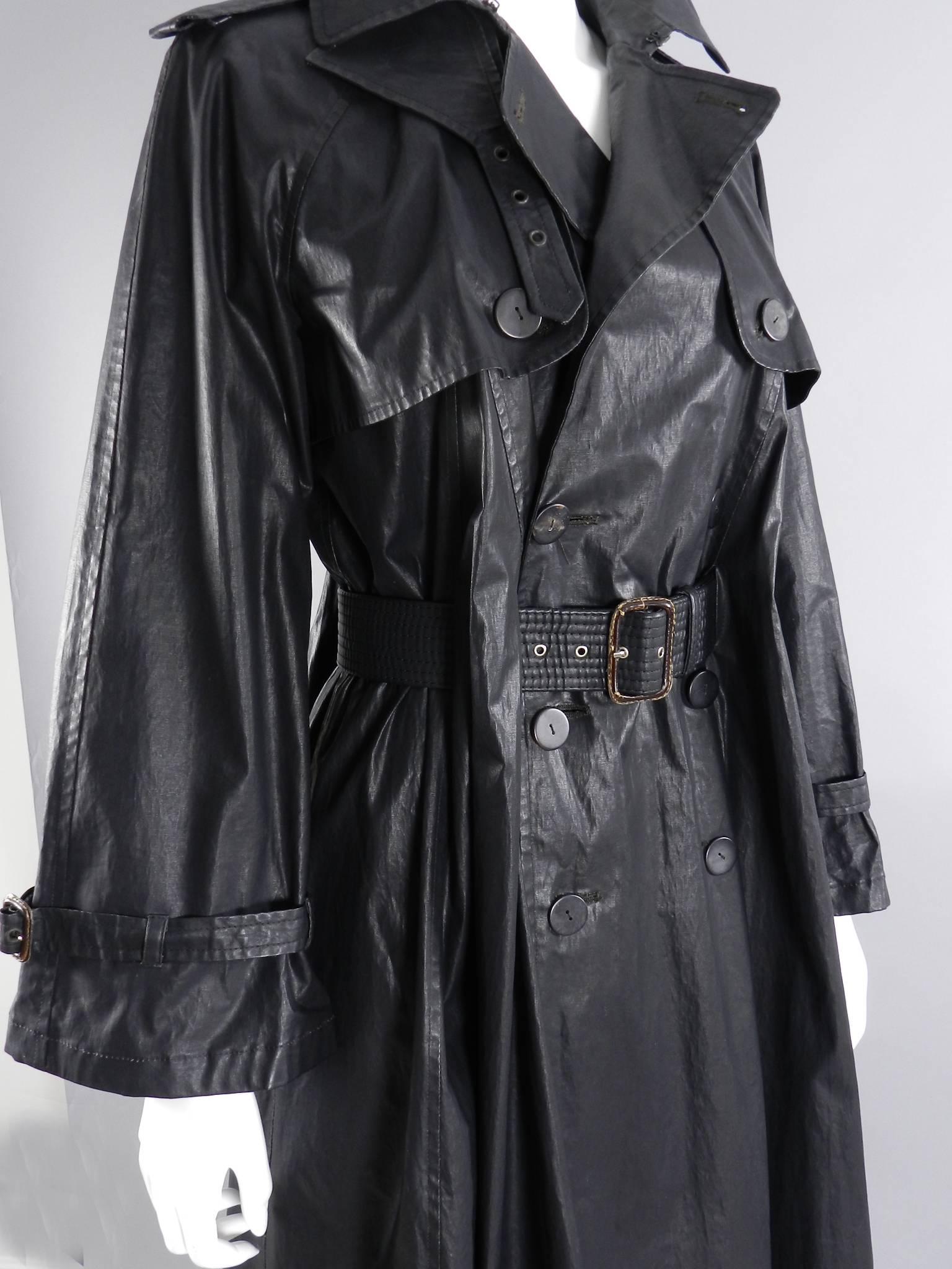 Jean Paul Gaultier Vintage Waxed Canvas Trench Coat For Sale 1