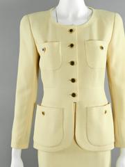 Chanel Vintage 1990 Ivory Wool Skirt Suit