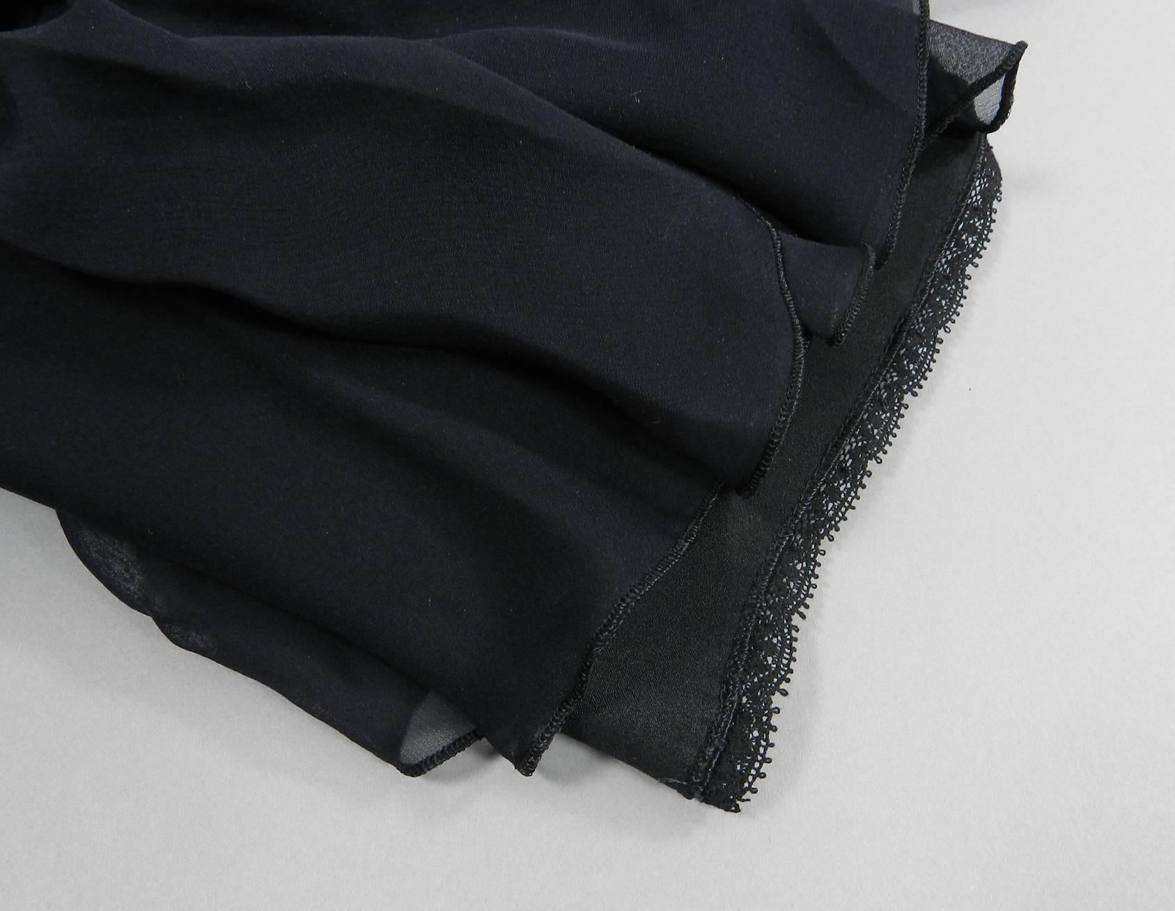 Miu Miu Black Sheer Silk 1920's style Ruffle Slip Dress 3