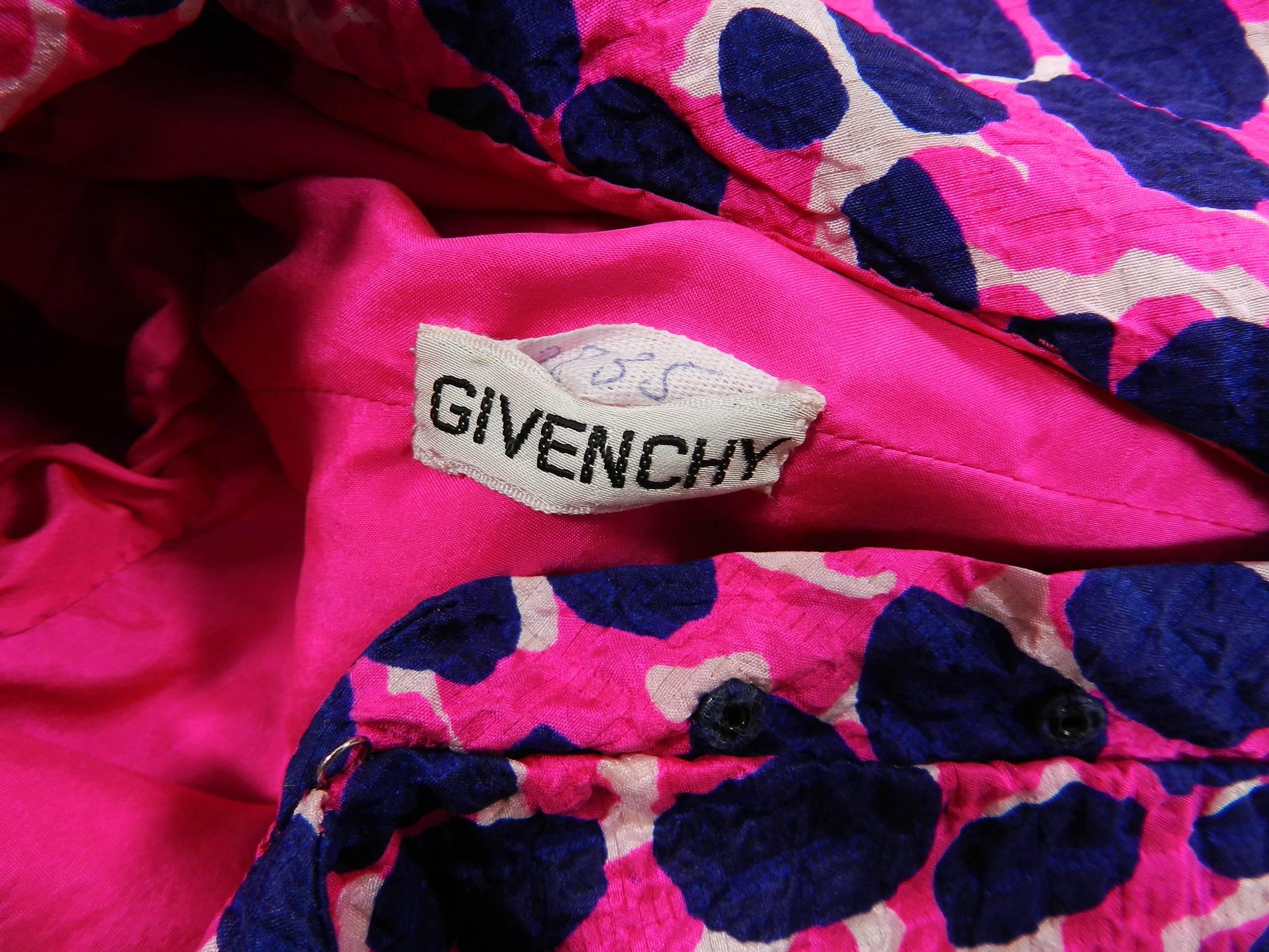 Vintage 1970’s Givenchy Haute  Couture Graphic Pink / navy Long Shift Dress 4