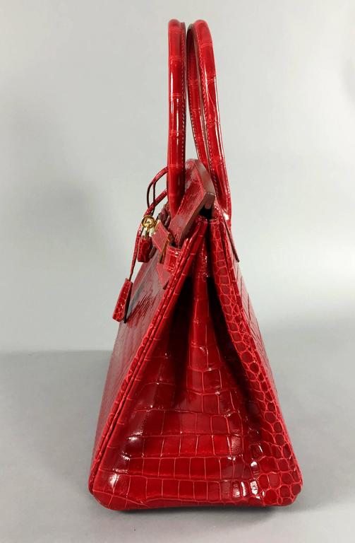 Hermes 30cm Red Crocodile Birkin Bag at 1stDibs