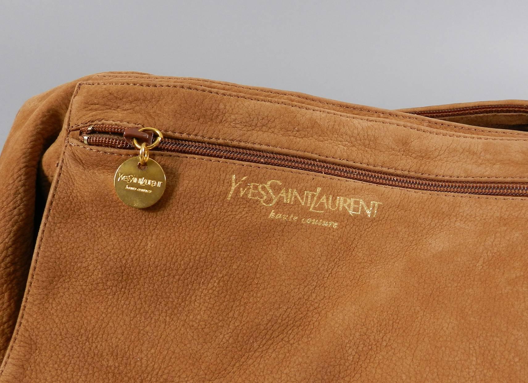 YSL Yves Saint Laurent Haute Couture Tan Matte Leather Hobo Bag with Shell 3