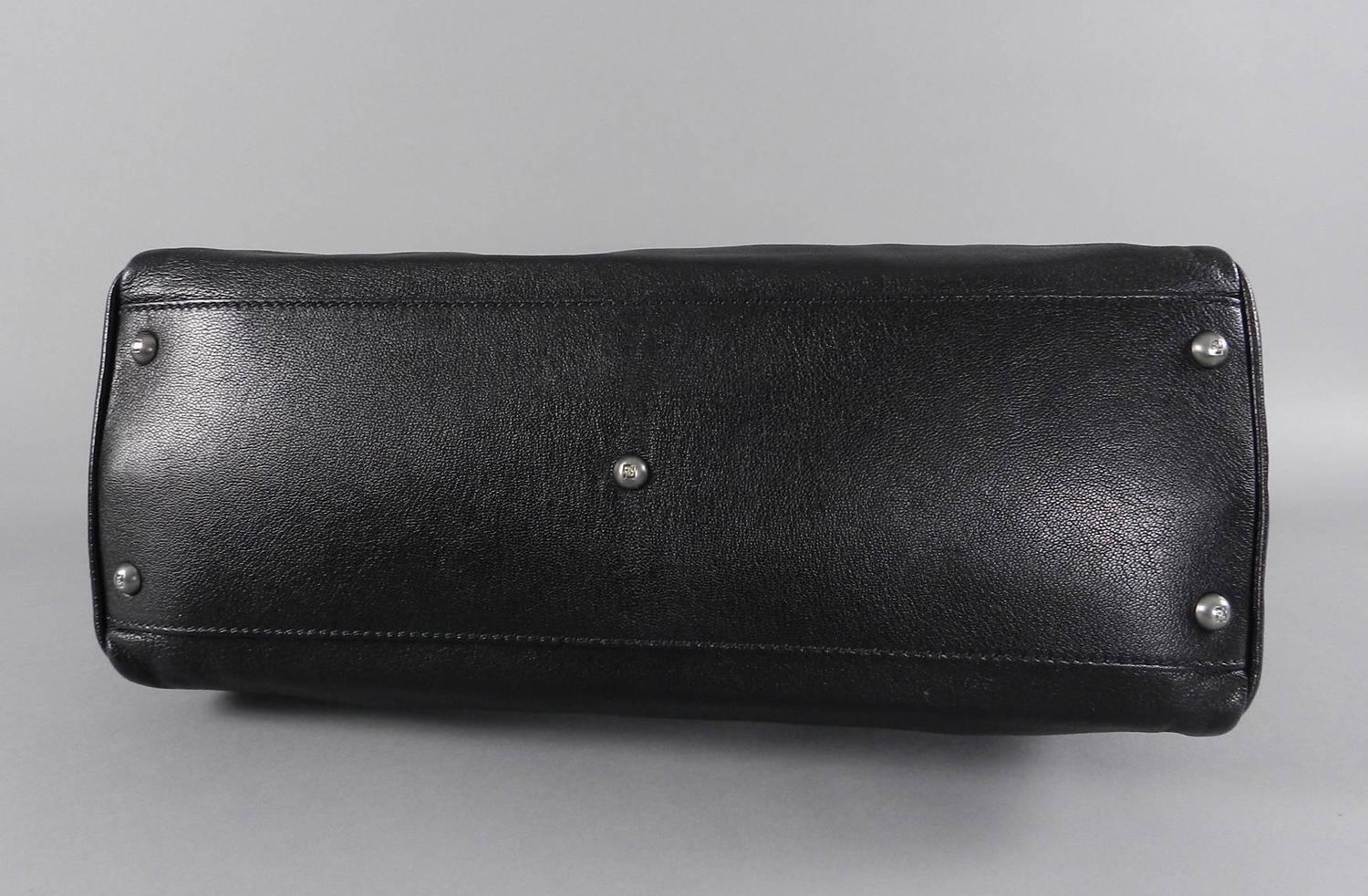 Fendi Black Peekaboo Large Bag with Zucca Logo Lining at 1stdibs  