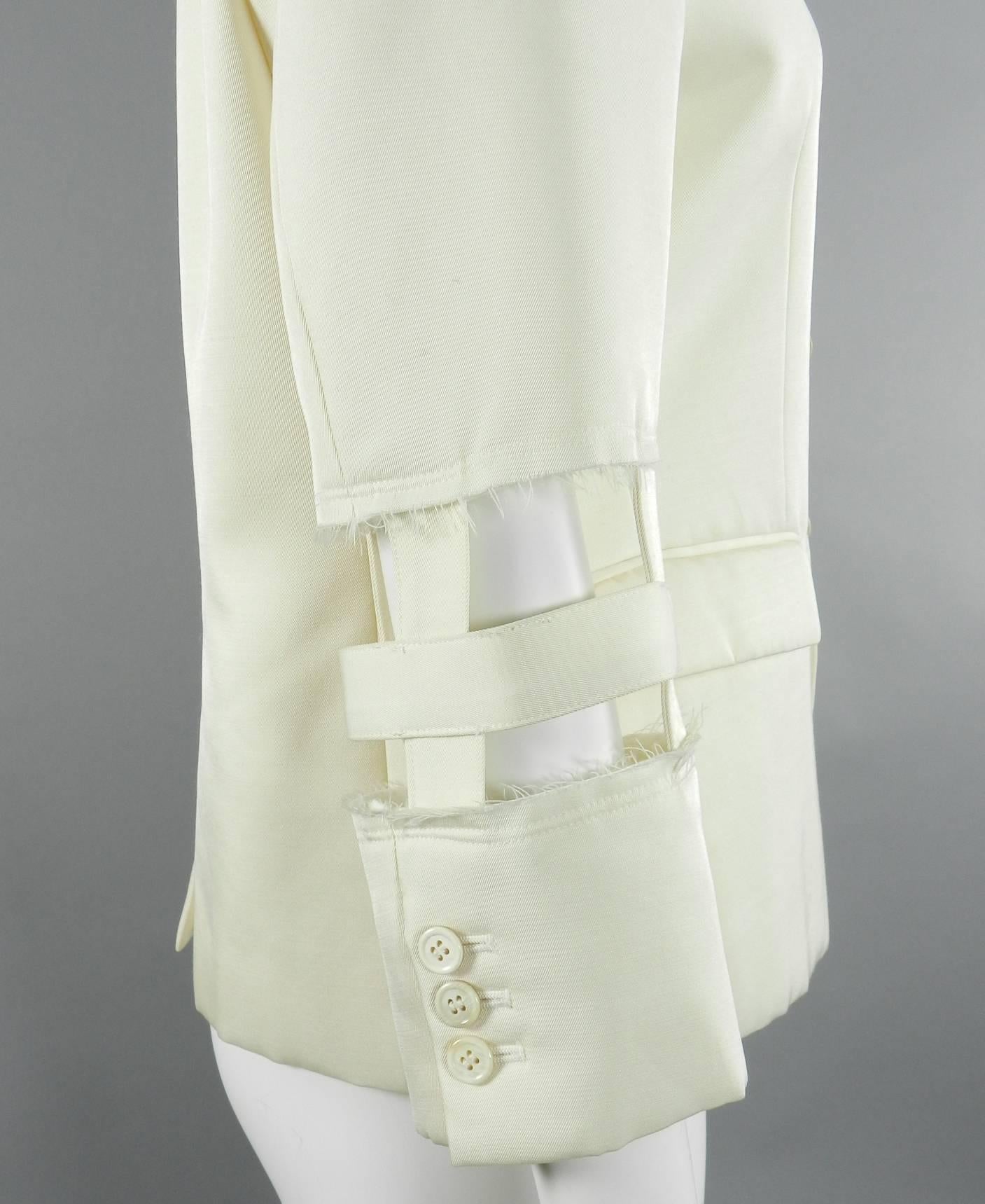 Women's Comme des Garcons Ivory Cage Cut Out Sleeve Jacket
