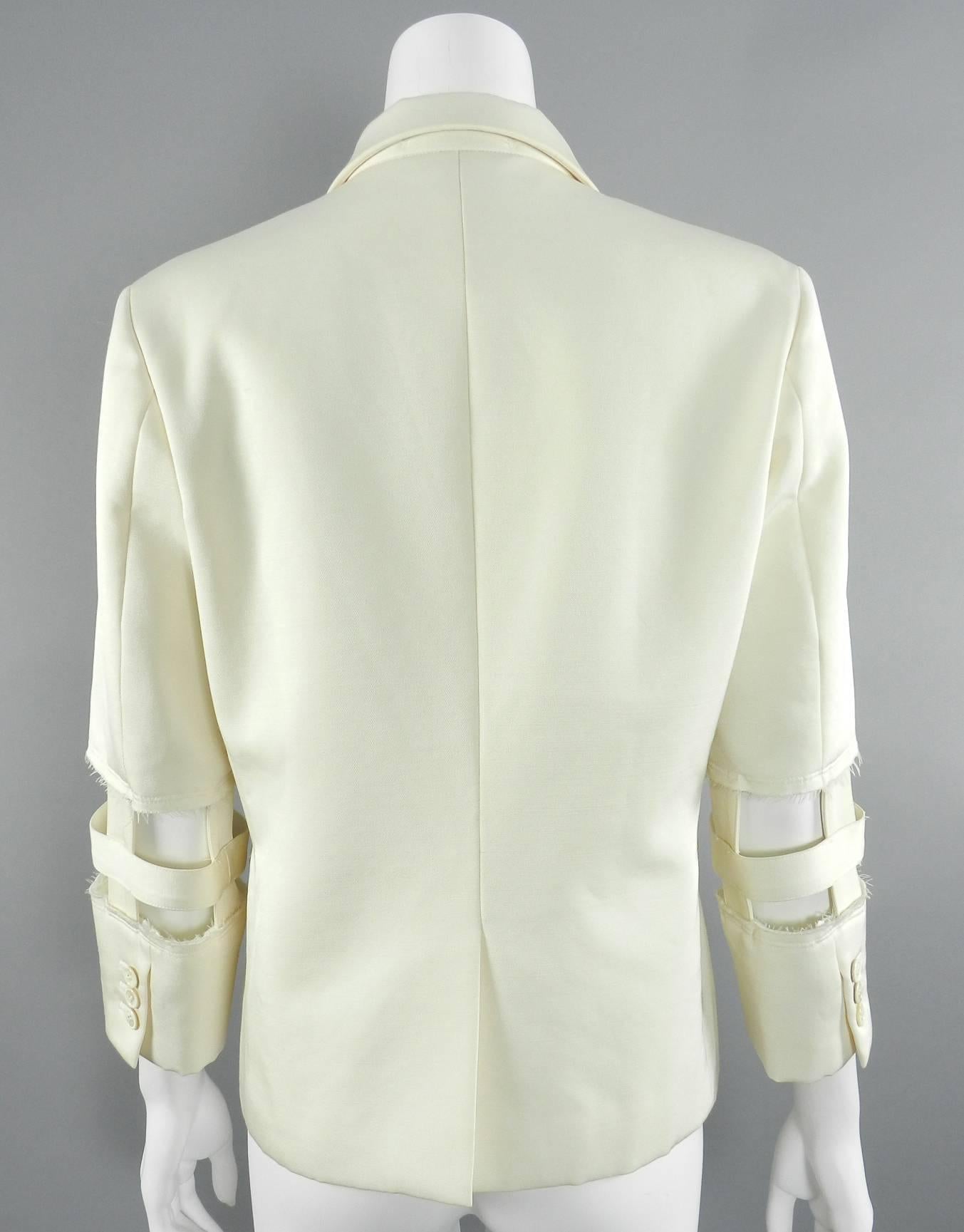 Comme des Garcons Ivory Cage Cut Out Sleeve Jacket 2