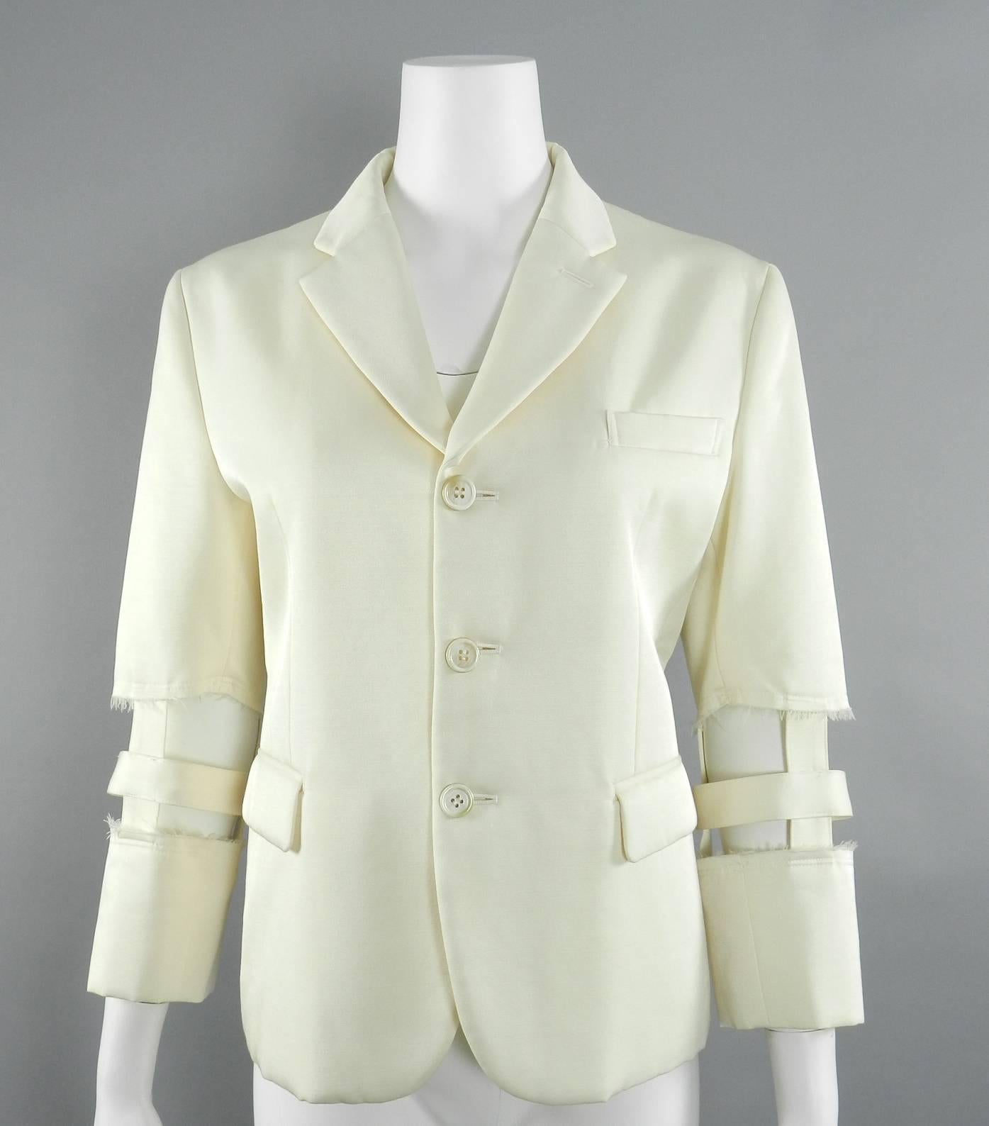 Comme des Garcons Ivory Cage Cut Out Sleeve Jacket 5