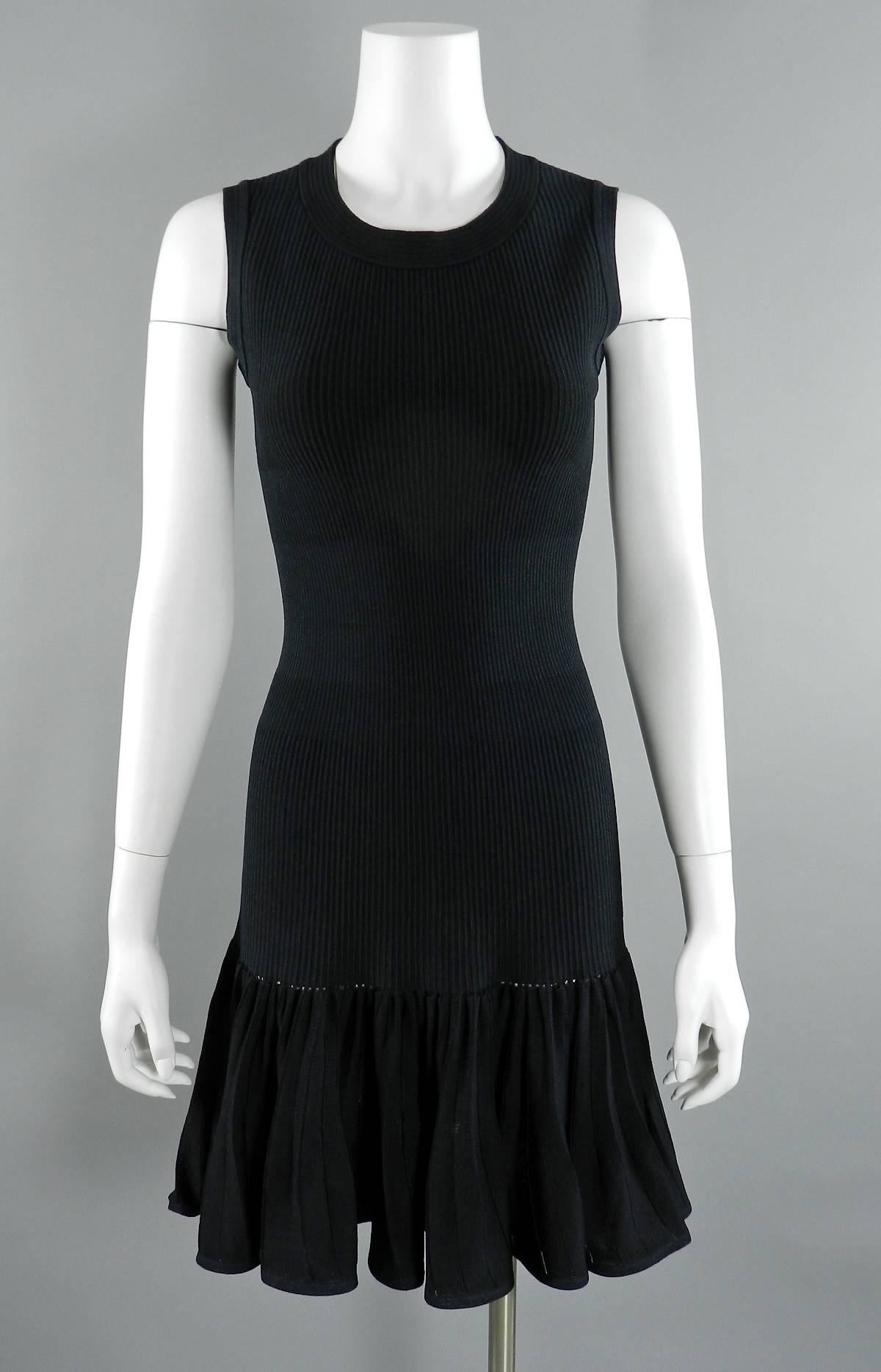 Alaia Black Bodycon Sleeveless Dress with Ruffle Hem 4