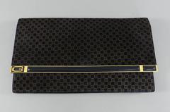 Gucci Vintage 1970's Suede Logo Clutch Bag
