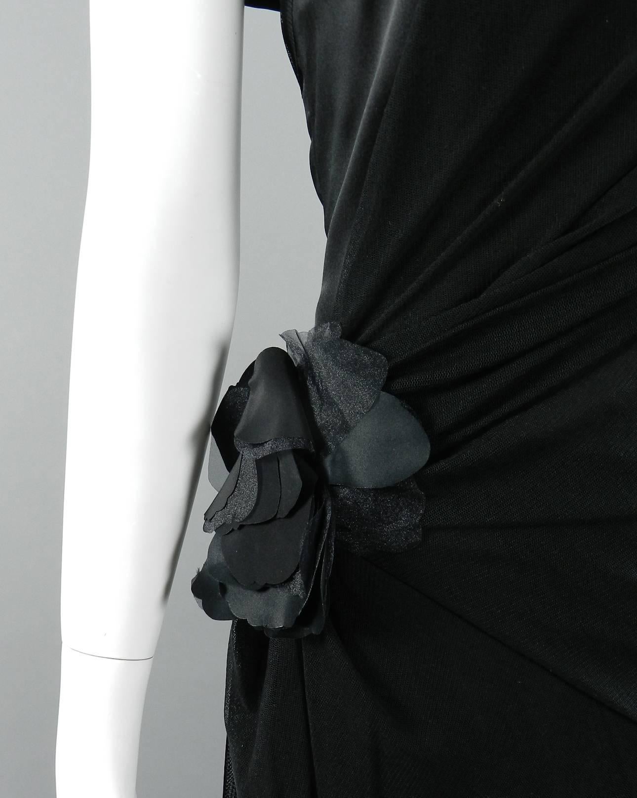 Issey Miyake Black Silk and Mesh 1920's Style Dress In Excellent Condition In Toronto, ON