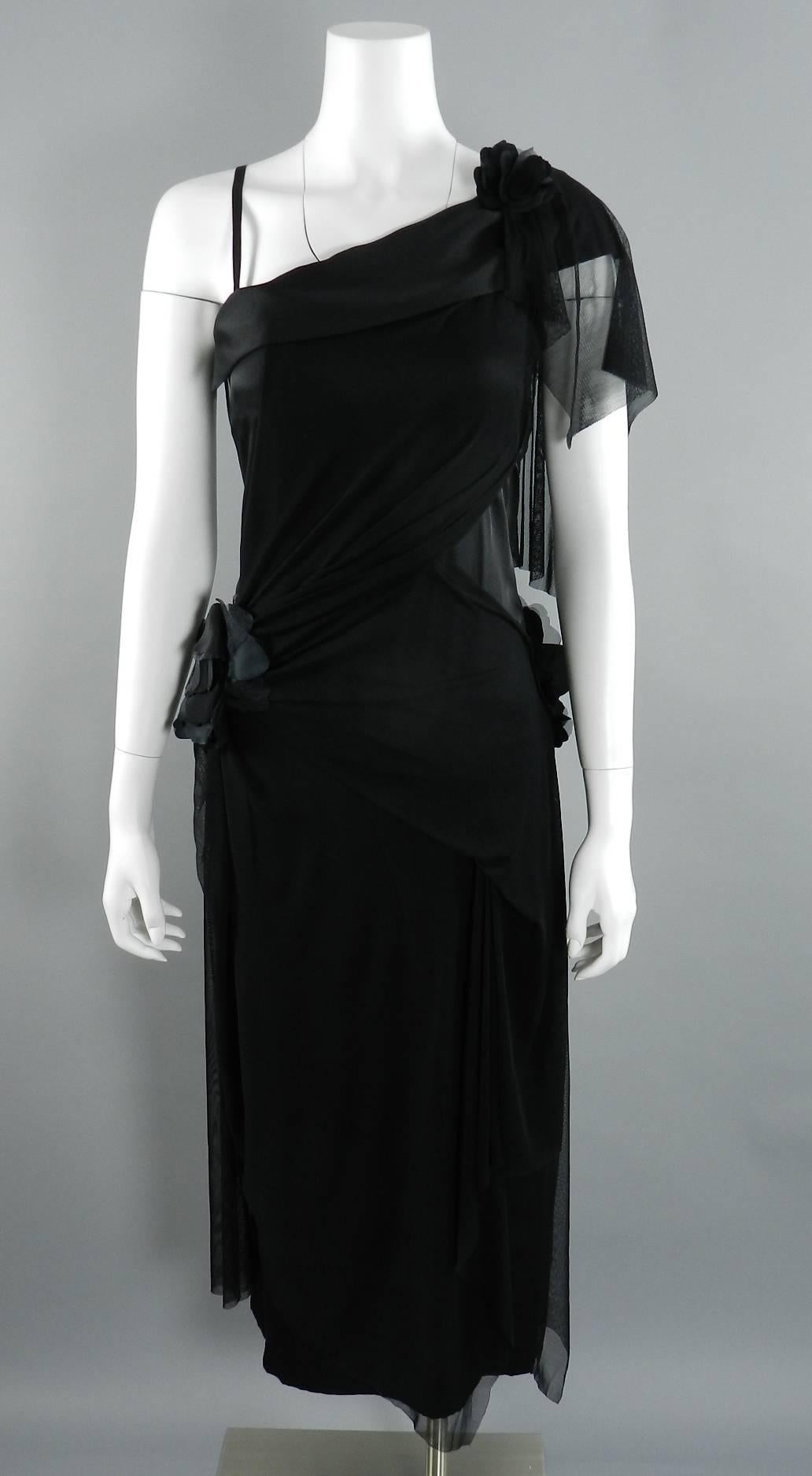 Issey Miyake Black Silk and Mesh 1920's Style Dress 6