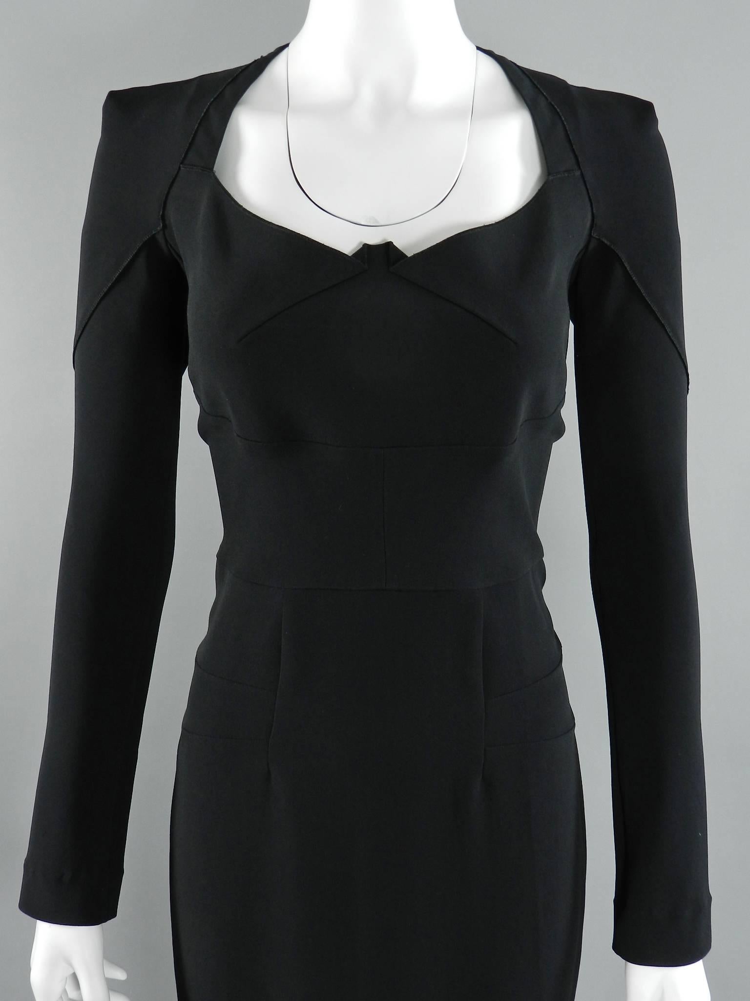 Roland Mouret Black Crepe Long Sleeve Dress 1