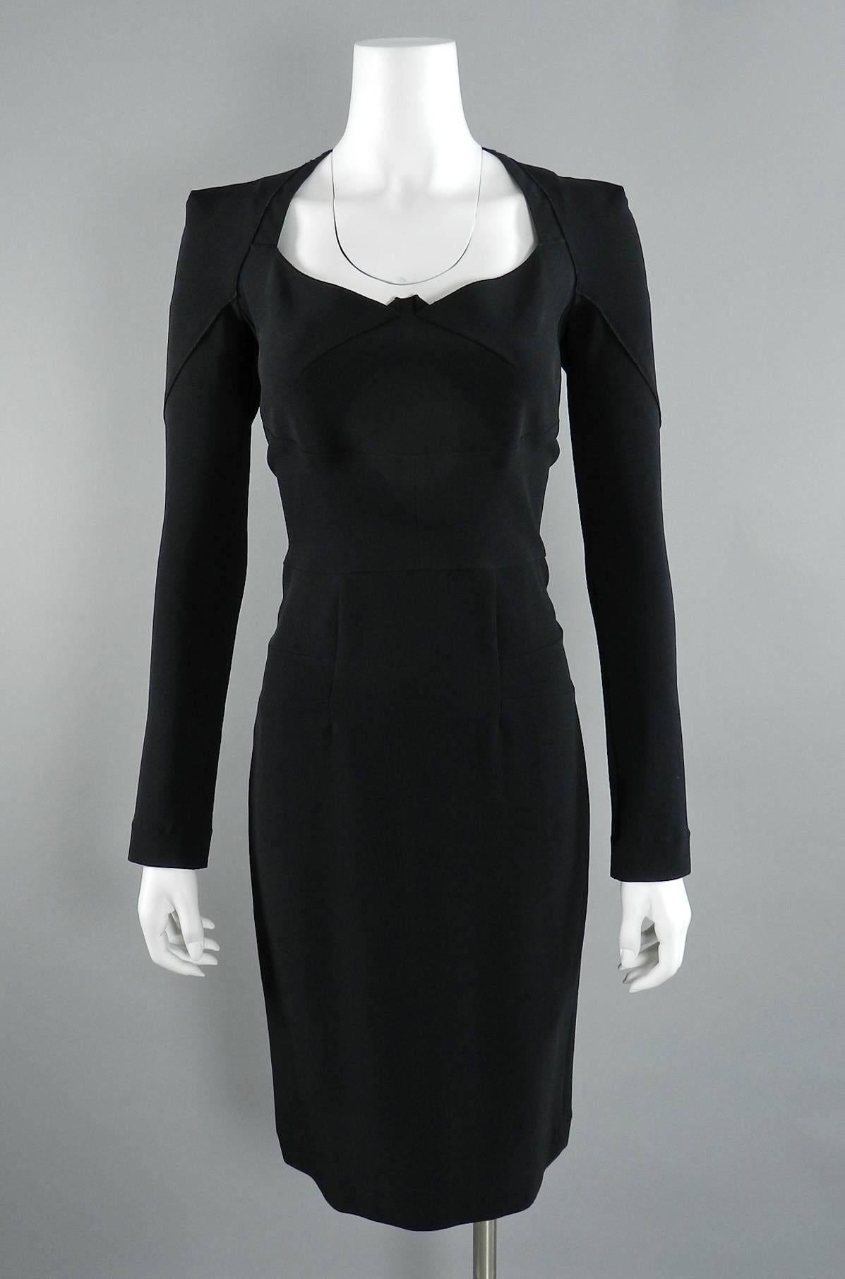 Roland Mouret Black Crepe Long Sleeve Dress 3