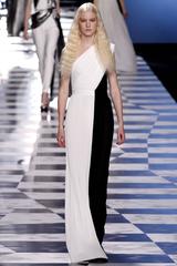 Viktor and Rolf Black White Runway Pleated One Shoulder Gown