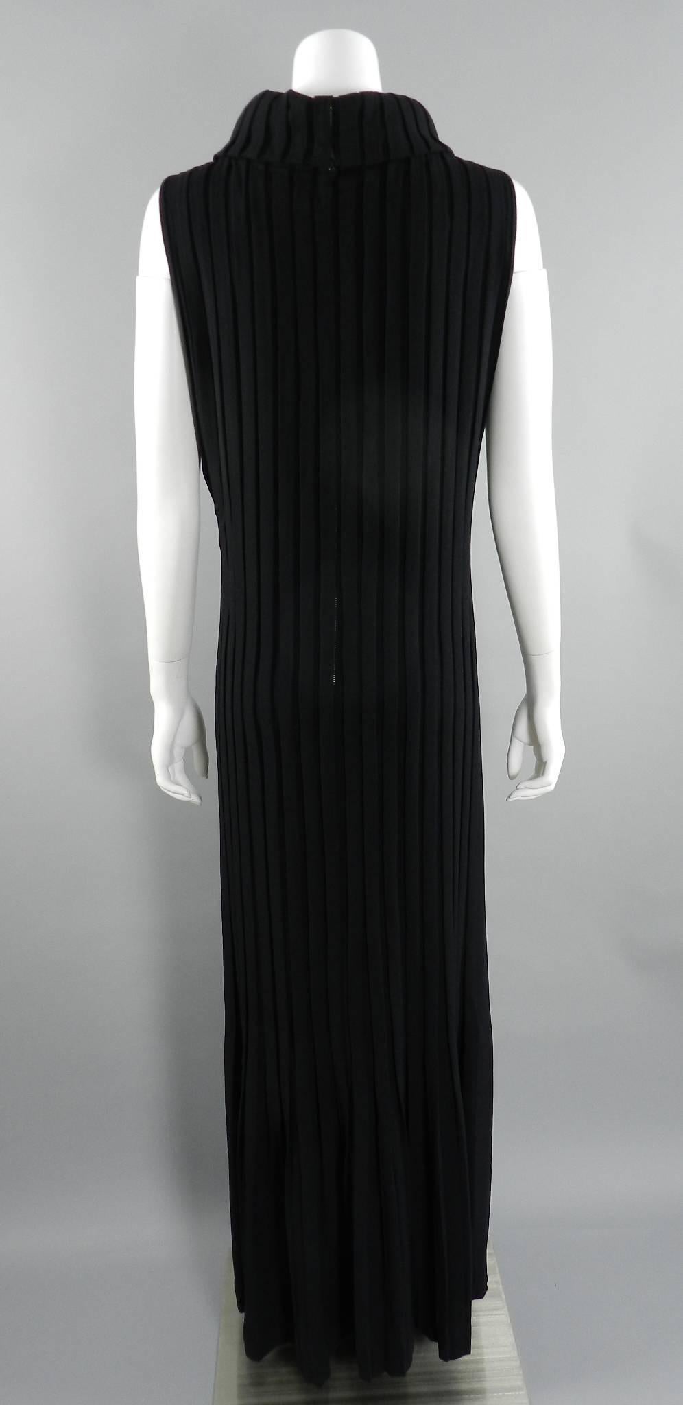 Women's Mademoiselle Ricci by Nina Ricci 1960's Black Pleated Column Gown
