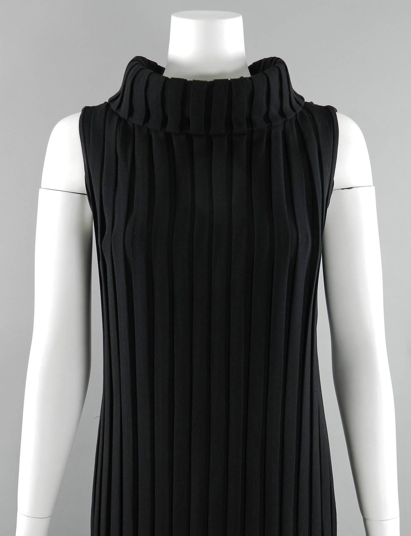 Mademoiselle Ricci by Nina Ricci 1960's Black Pleated Column Gown 1