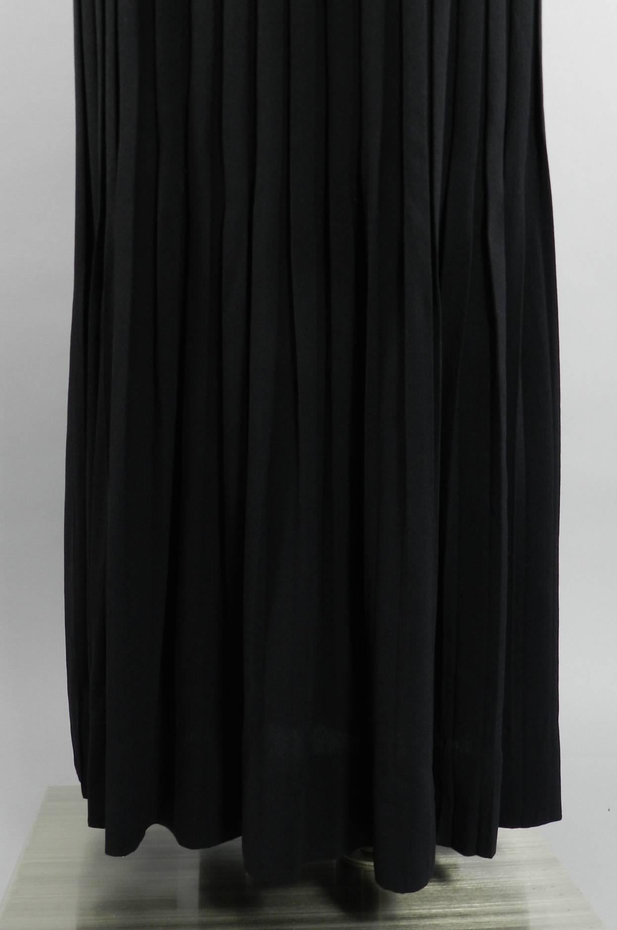 Mademoiselle Ricci by Nina Ricci 1960's Black Pleated Column Gown 3