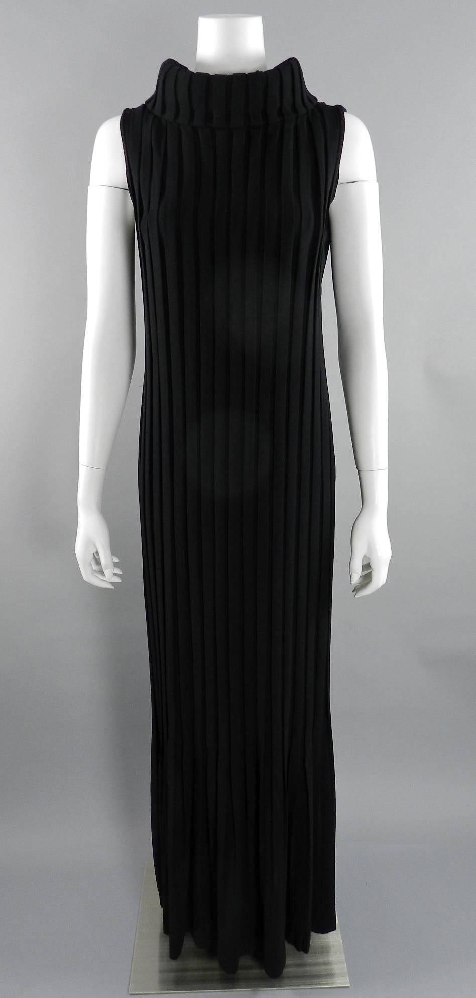 Mademoiselle Ricci by Nina Ricci 1960's Black Pleated Column Gown 5