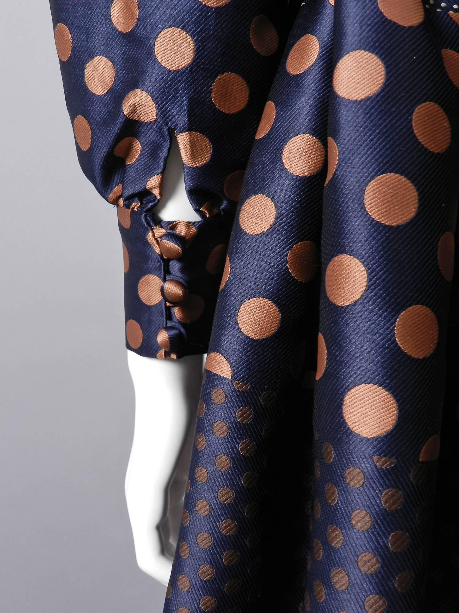 Geoffrey Beene 1970's Polkadot Gown with bow at Neck For Sale 1