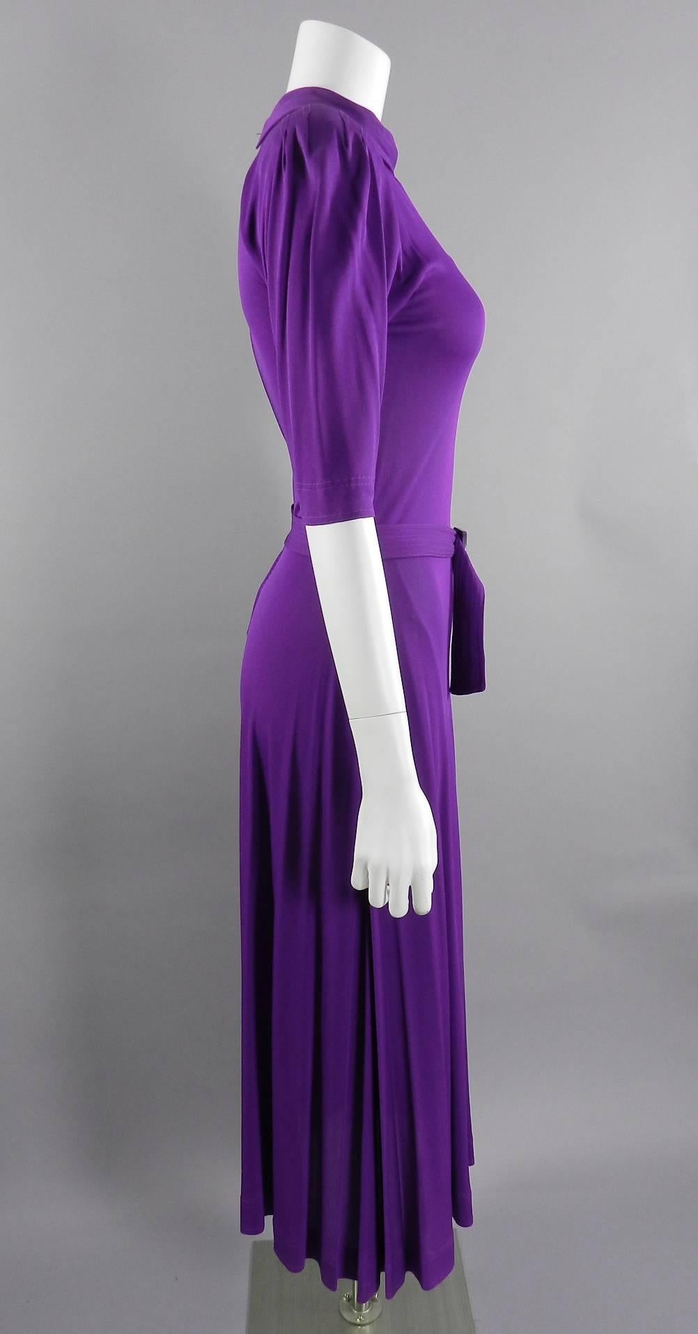 Jean Muir Vintage Purple Jersey Dress with Belt 1
