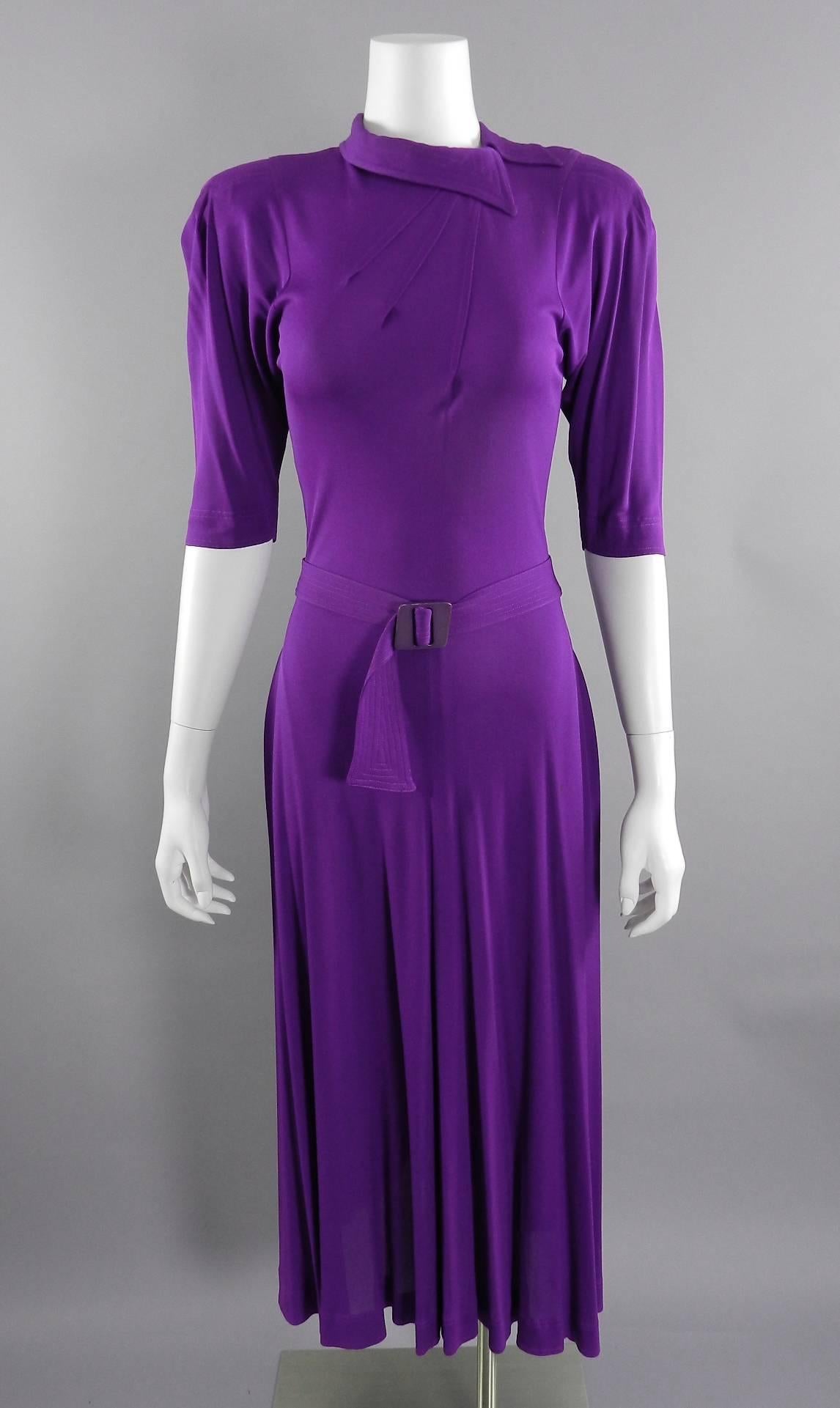 Jean Muir Vintage Purple Jersey Dress with Belt 3