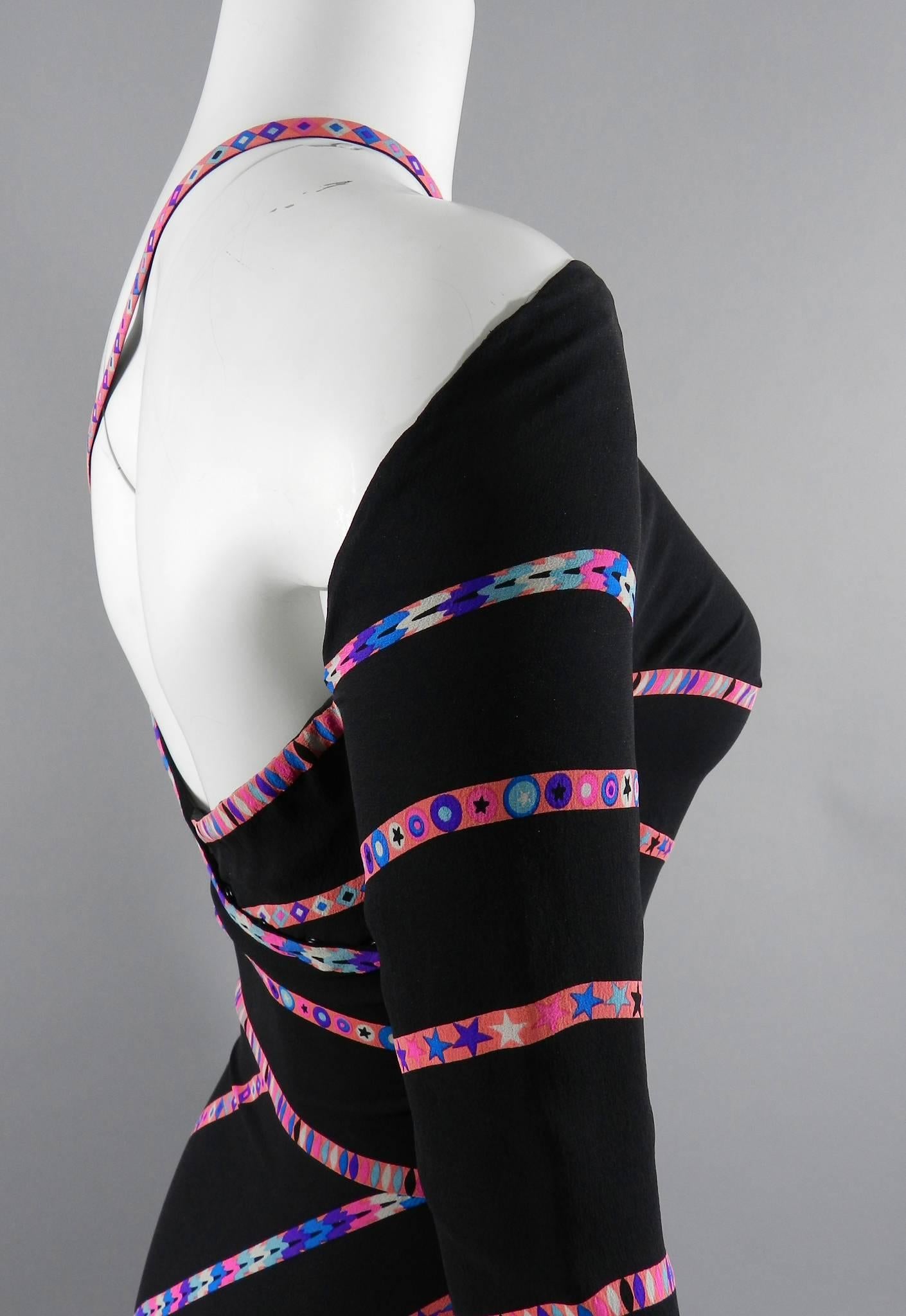 Gianni Versace 1990's Black and Pink Silk Dress with Stars For Sale 2