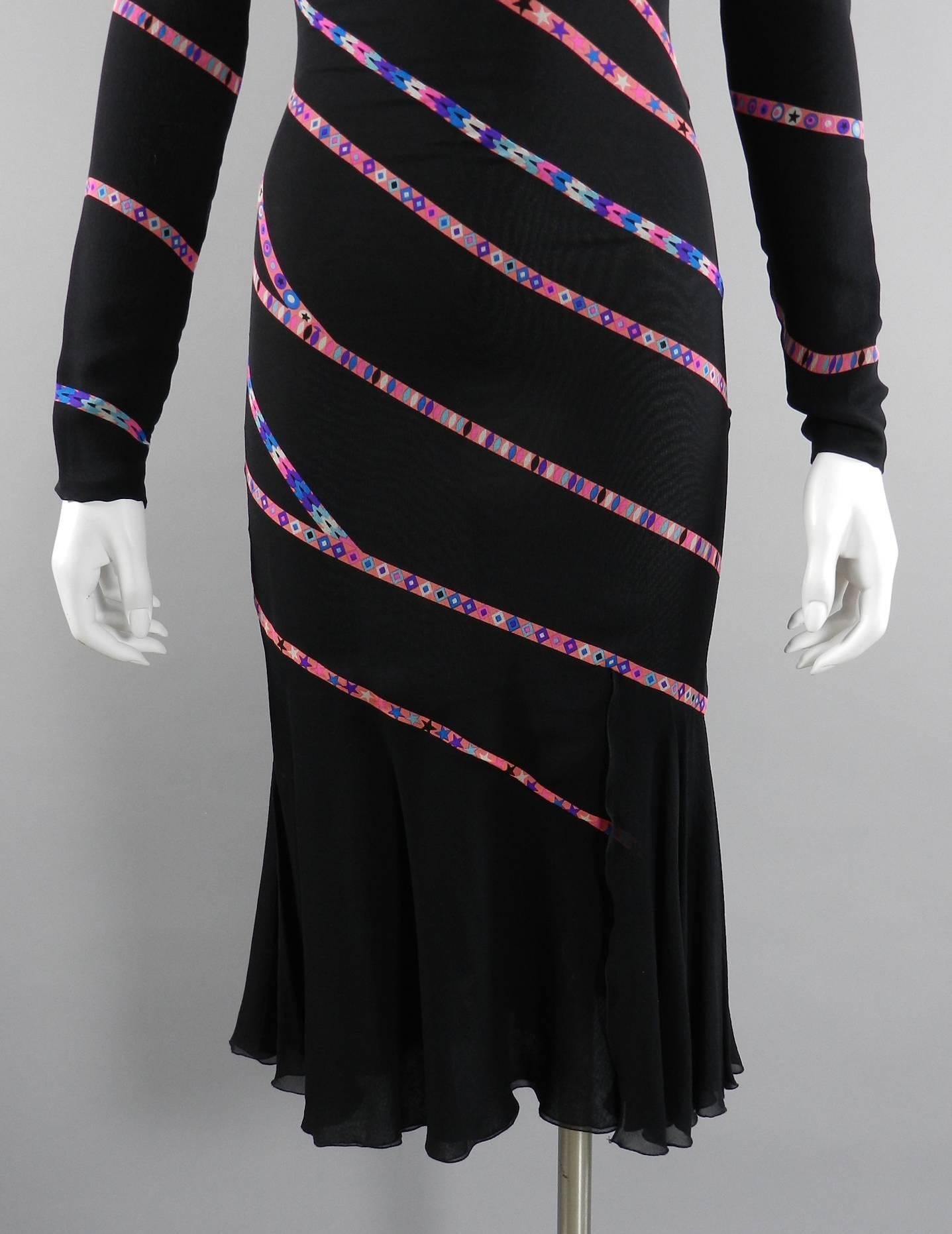 Gianni Versace 1990's Black and Pink Silk Dress with Stars For Sale 3