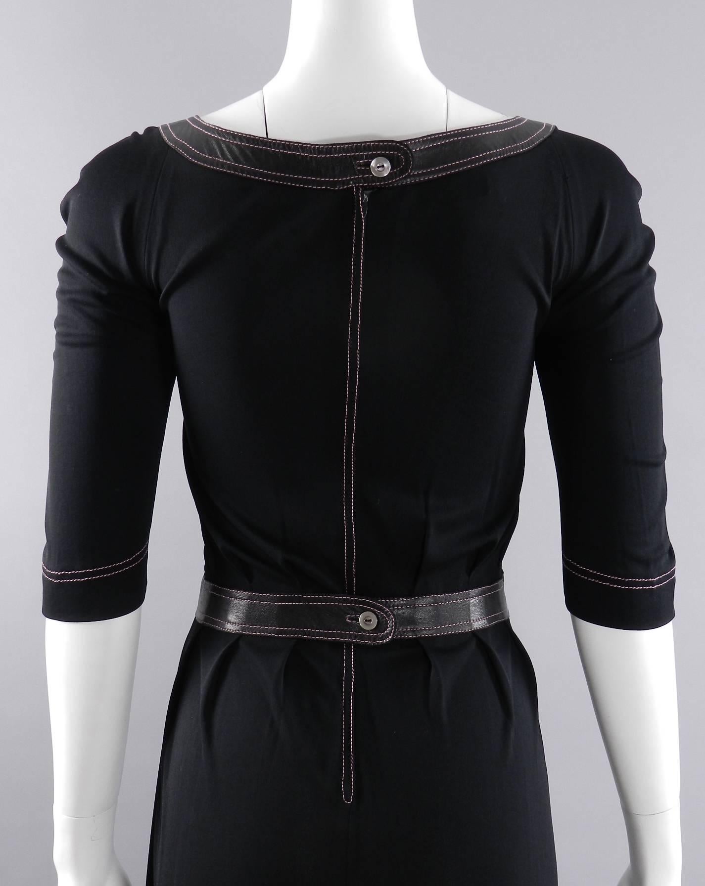 Jean Muir Vintage 1970's Black Jersey Dress with Pink  1