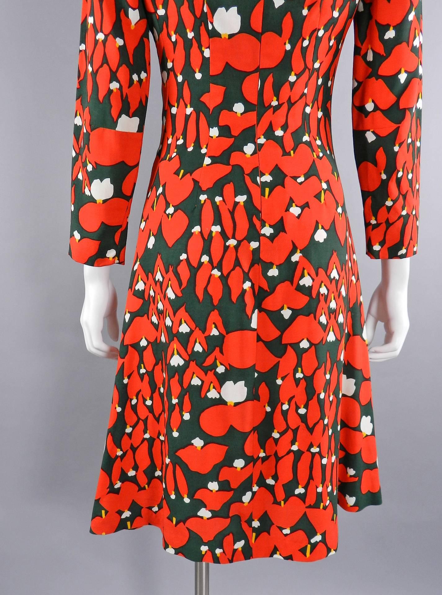 Geoffrey Beene Vintage 1970's Red and Green Dress 2