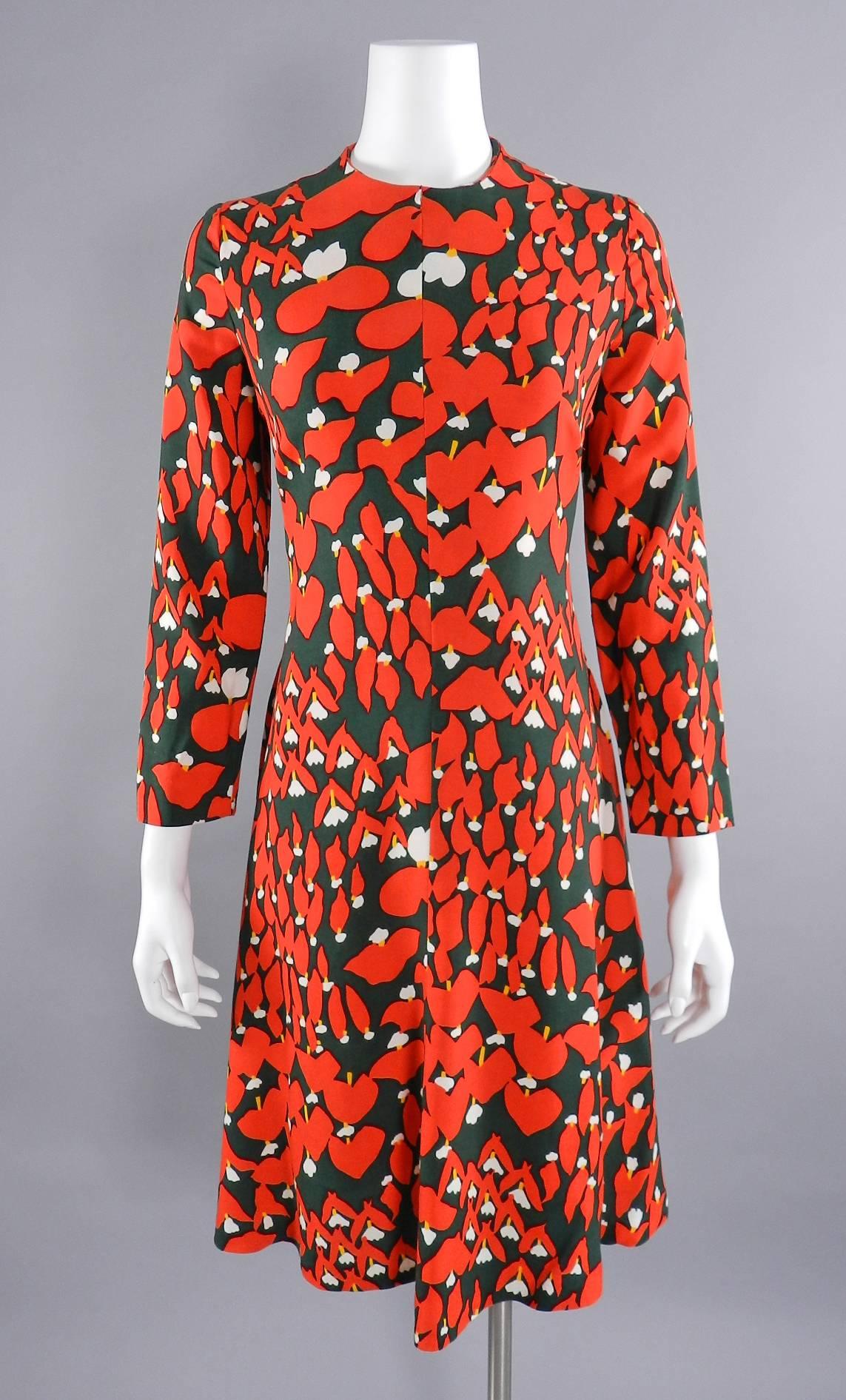 Geoffrey Beene Vintage 1970's Red and Green Dress 5