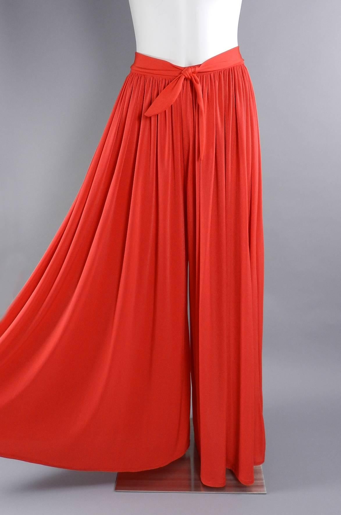 Yves Saint Laurent Vintage 1980's Red Palazzo Pants In Excellent Condition In Toronto, ON