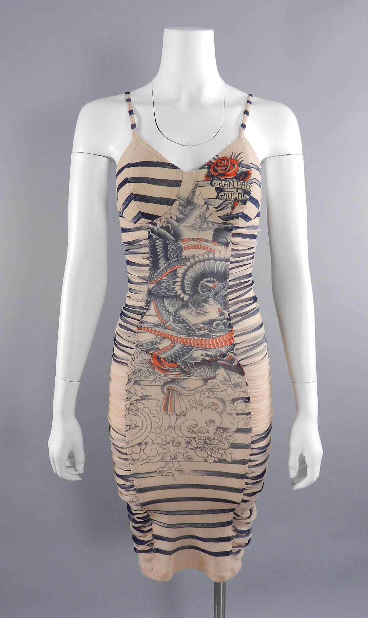 Jean Paul Gaultier Mesh Bodycon Tattoo Dress 3
