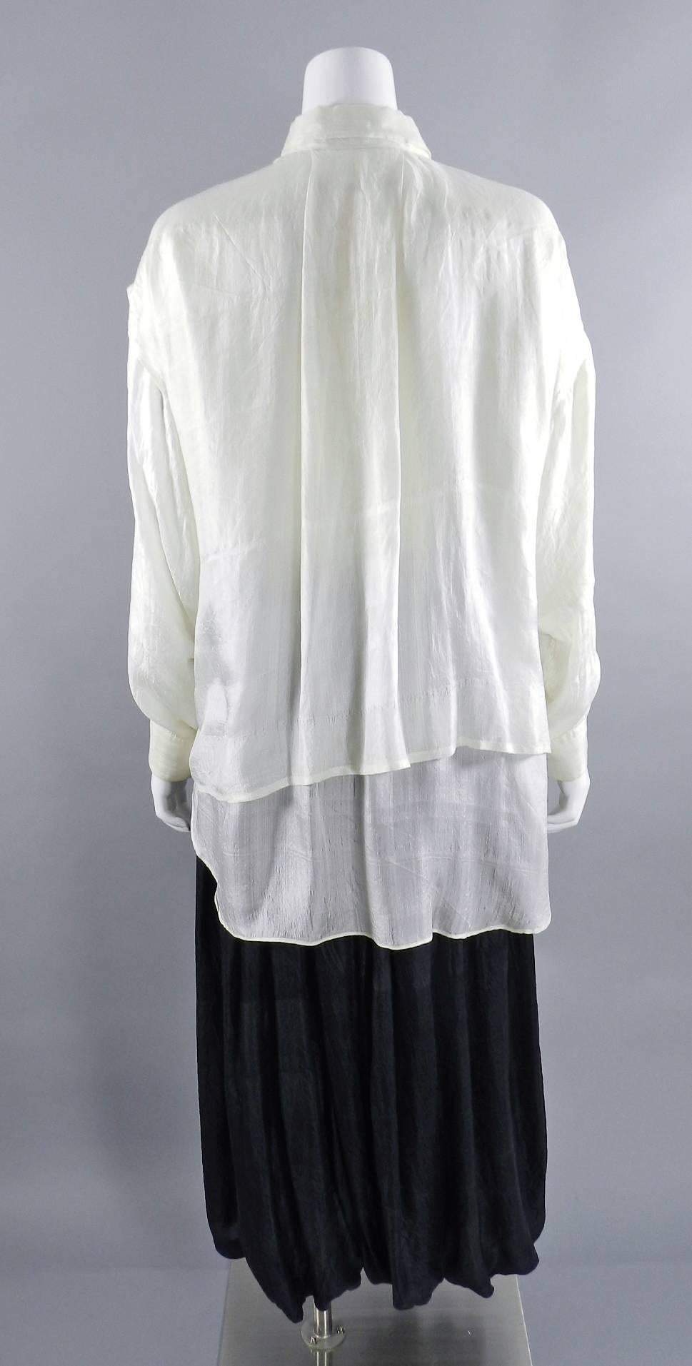 Women's Comme des Garcons 1980’s Distressed Silk Double Blouse and Skirt
