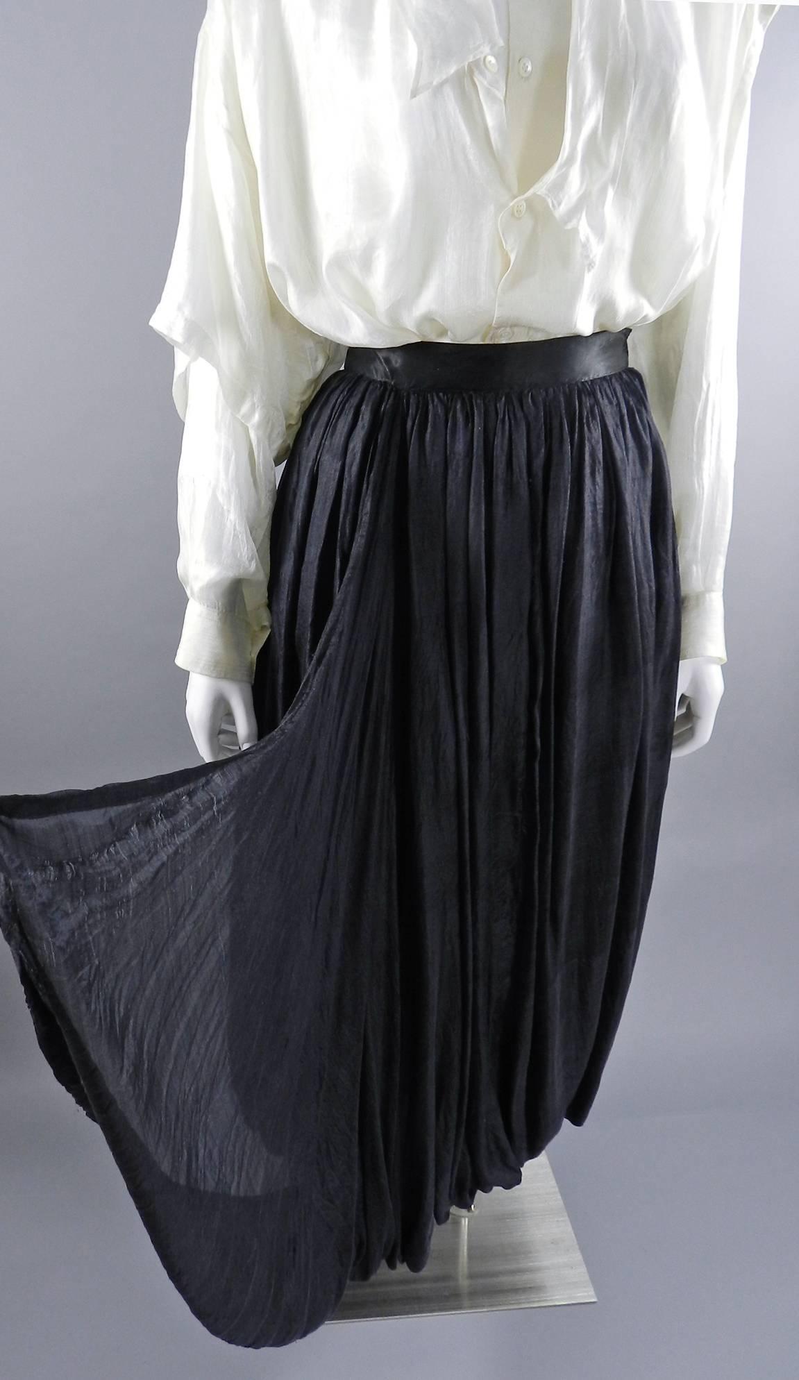 Comme des Garcons 1980’s Distressed Silk Double Blouse and Skirt 2