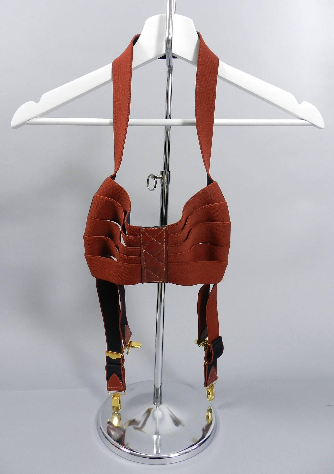 Women's Jean Paul Gaultier vintage 1980’s Black and Rust Bandage Bra Suspenders