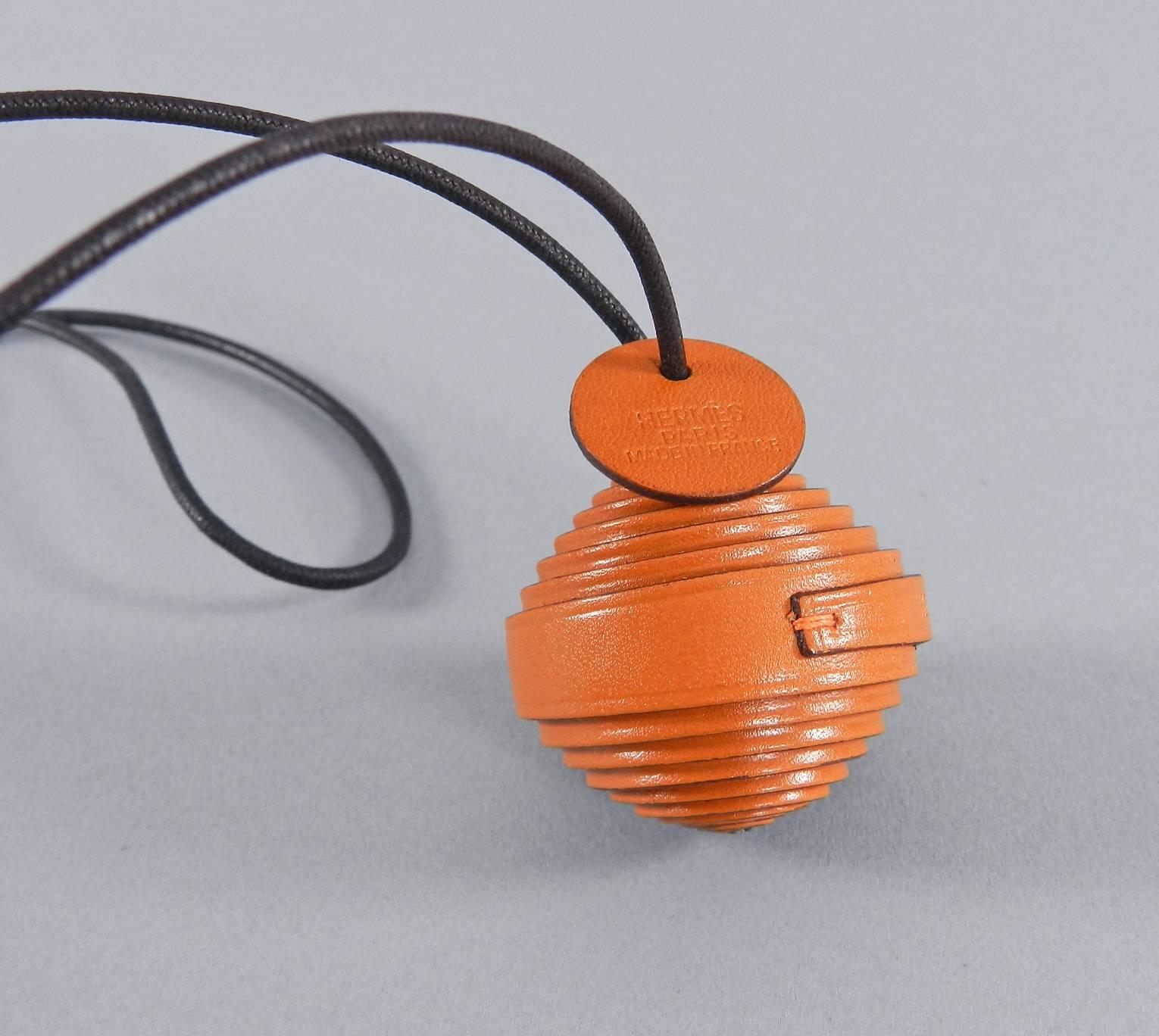 Hermes Jojoba Wrapped Leather Ball Necklace 2