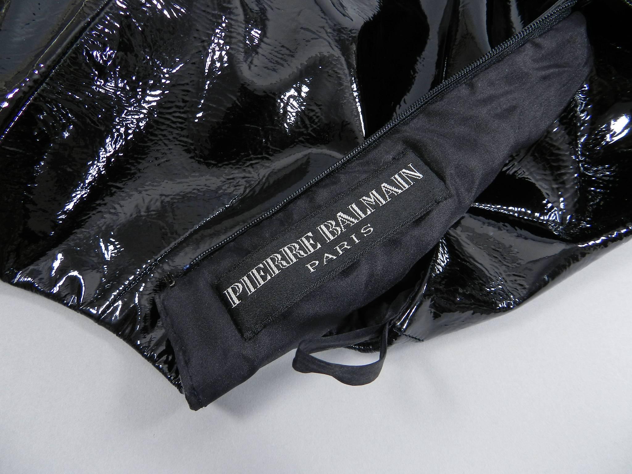 Balmain Haute Couture by Oscar de la Renta Black Patent Skirt 1