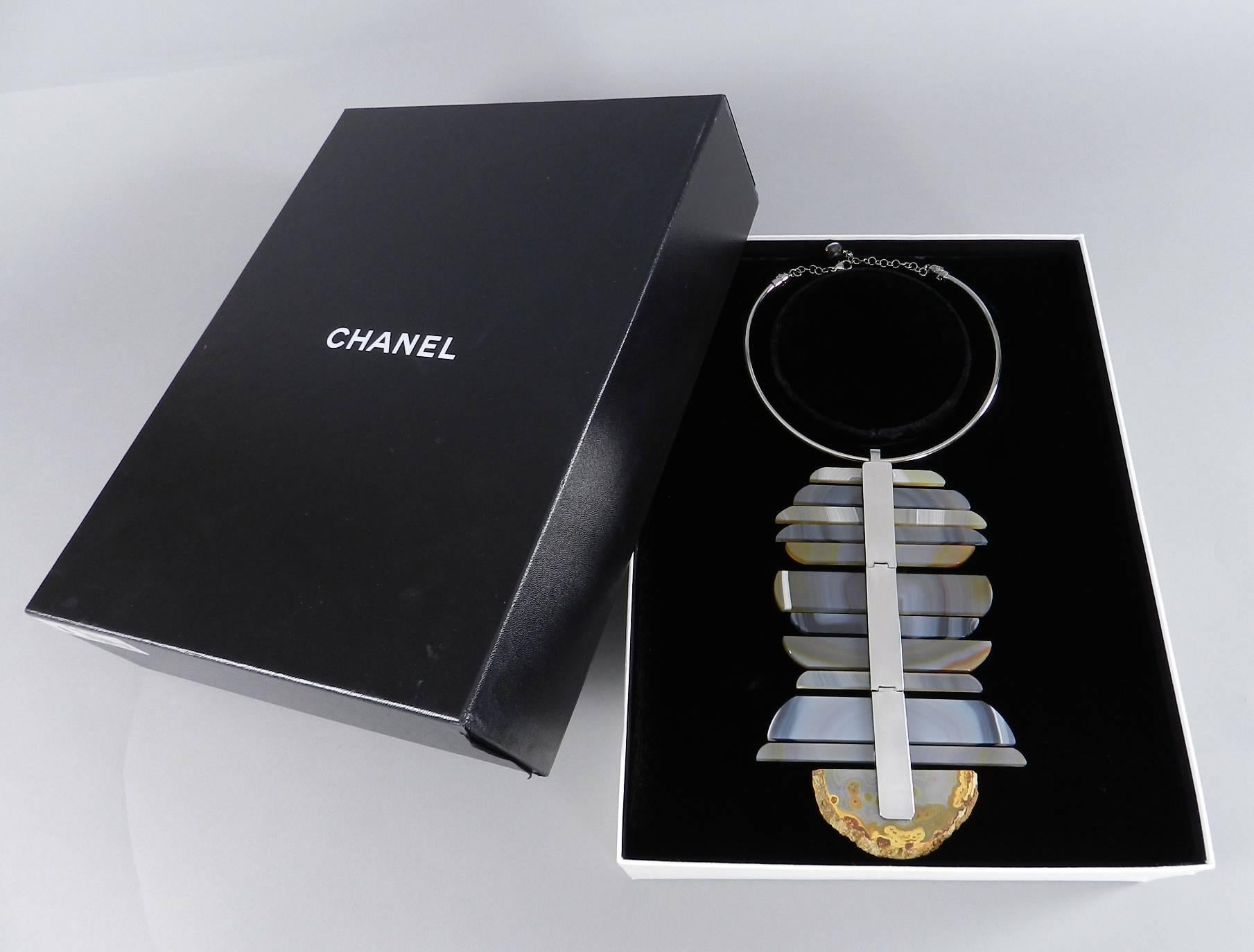 Chanel 09P Runway Large Modernist Agate Statement Necklace 2