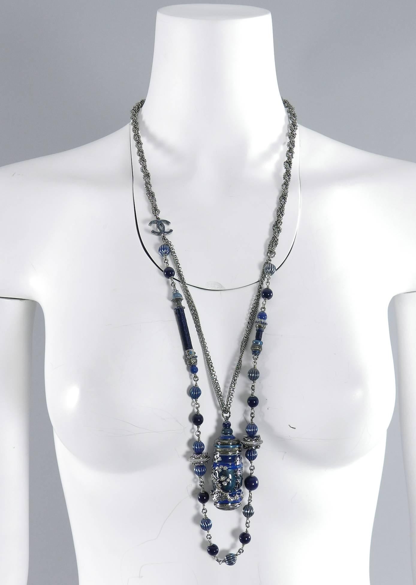 Women's Chanel 10A Shanghai Collection Blue Enamel Necklace