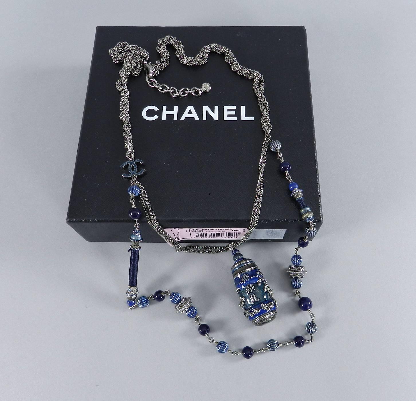 Chanel 10A Shanghai Collection Blue Enamel Necklace 2