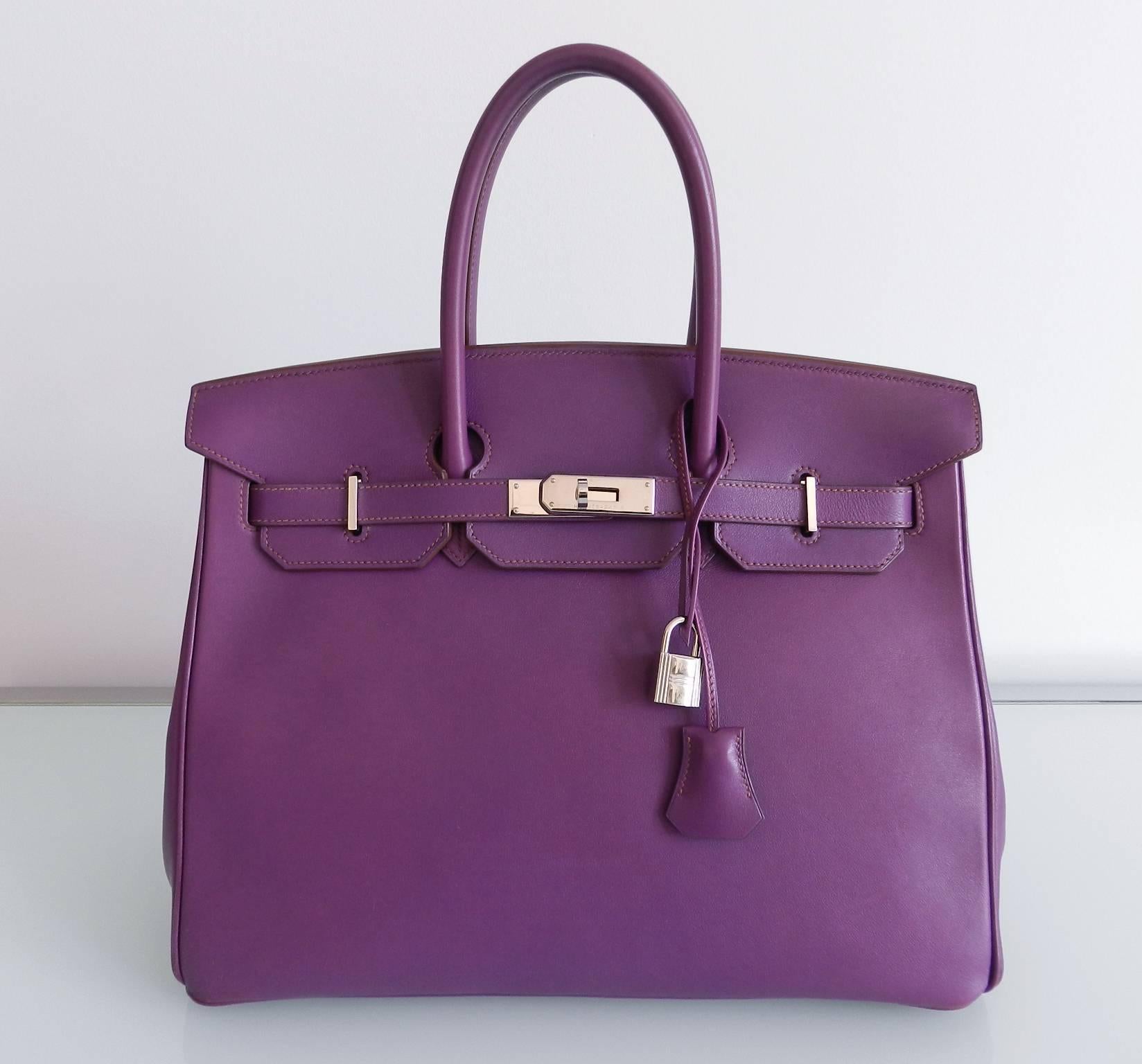 Hermes Purple Birkin 35 in Ultraviolet, Swift leather and Palladium 2