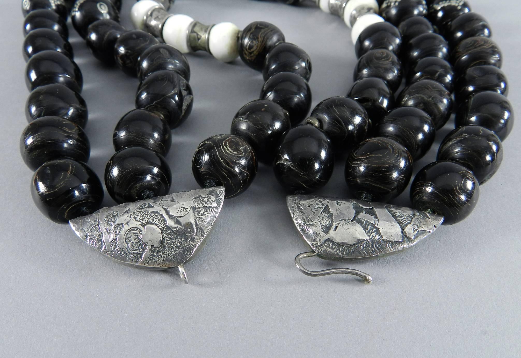 Women's Eileen Coyne Sterling and Antique African Beads Necklace and Earrings