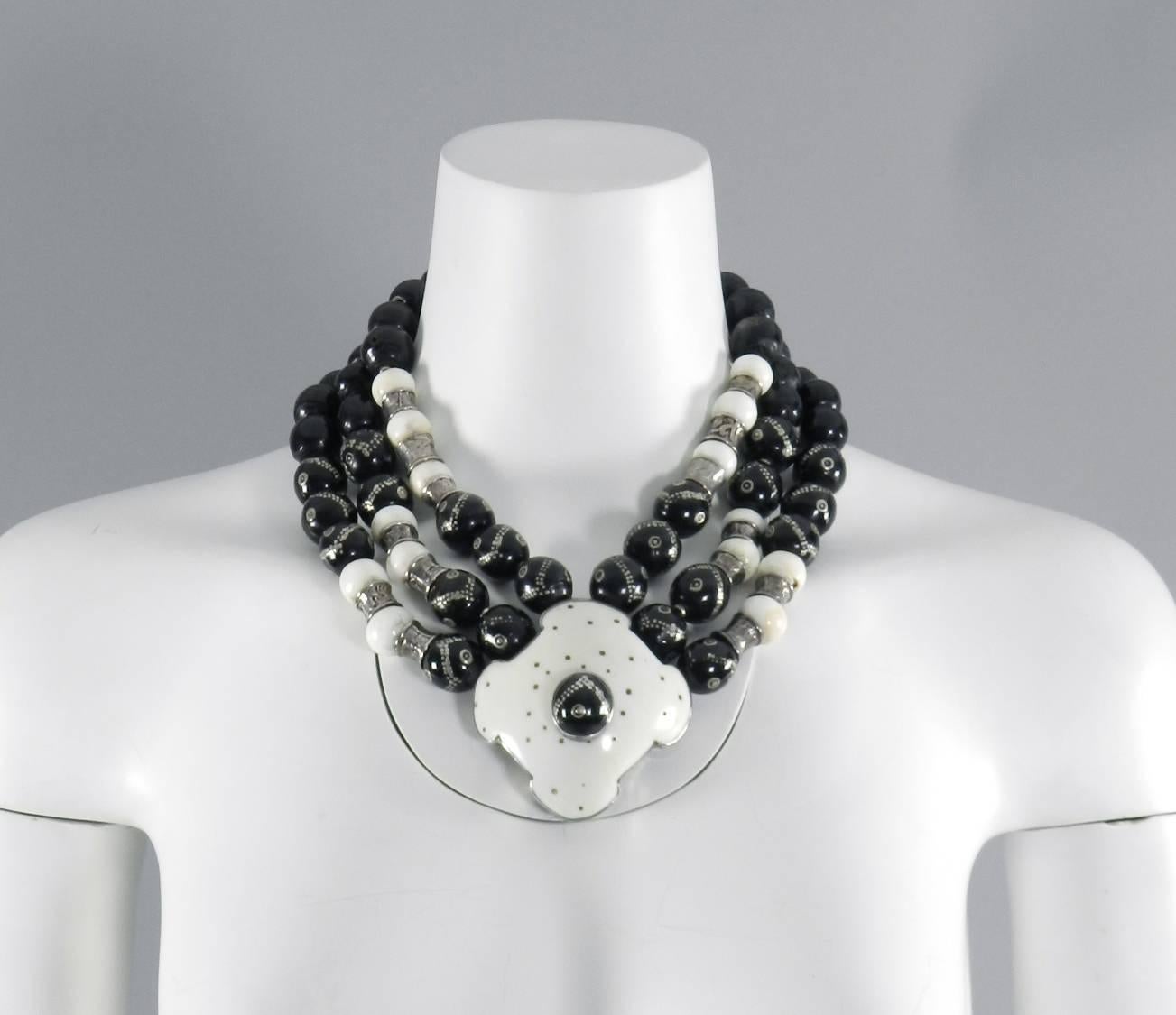 Eileen Coyne Sterling and Antique African Beads Necklace and Earrings 1