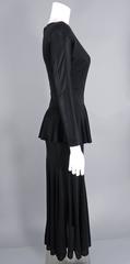 Jean Muir Vintage 1980's Black Jersey Peplum Dress