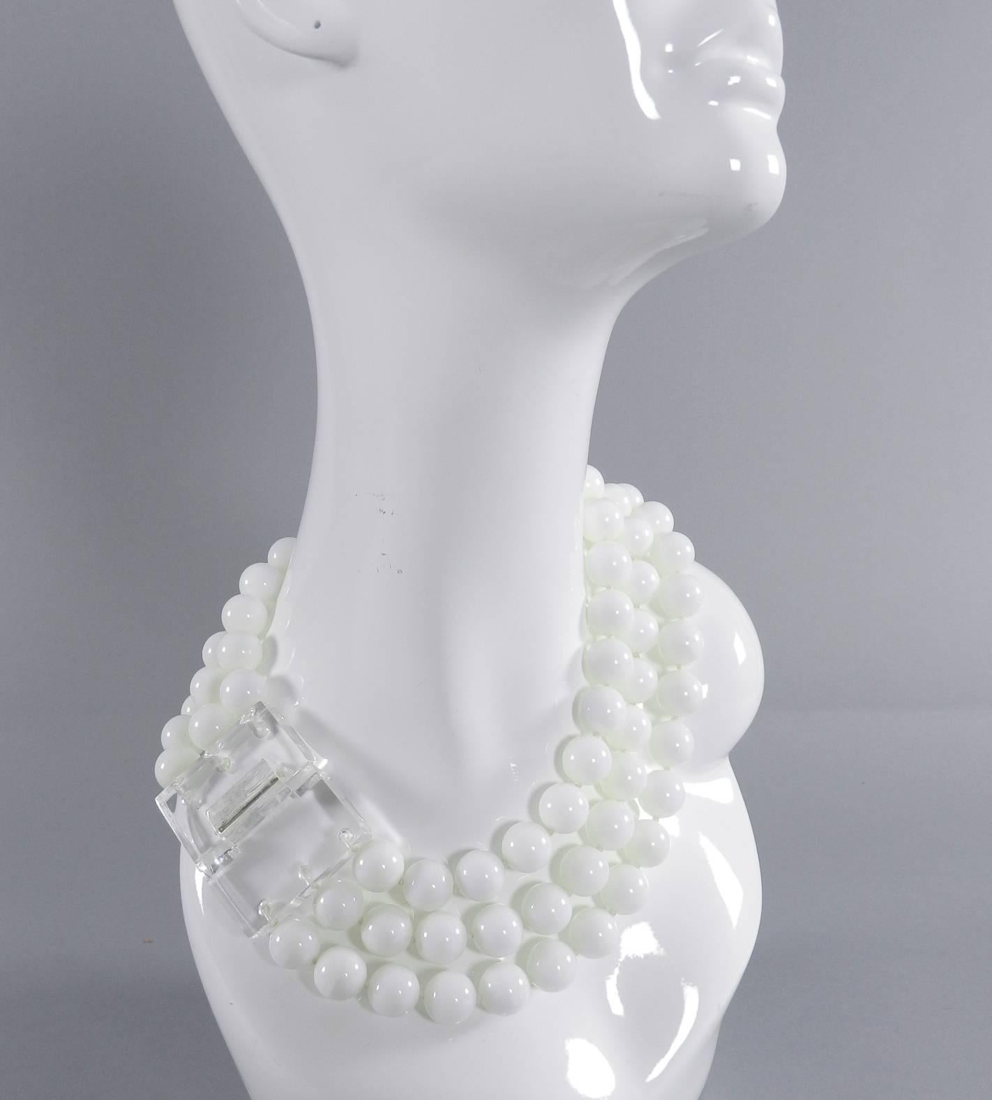 Women's Patricia von Musulin White Onyx Bead Necklace with Lucite Clasp