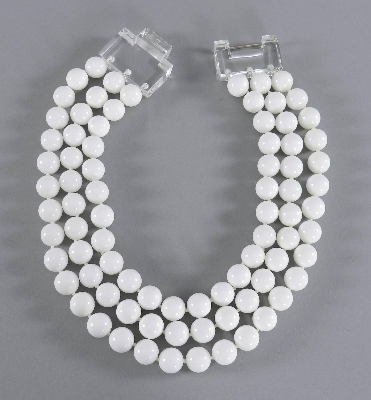 Patricia von Musulin White Onyx Bead Necklace with Lucite Clasp 1