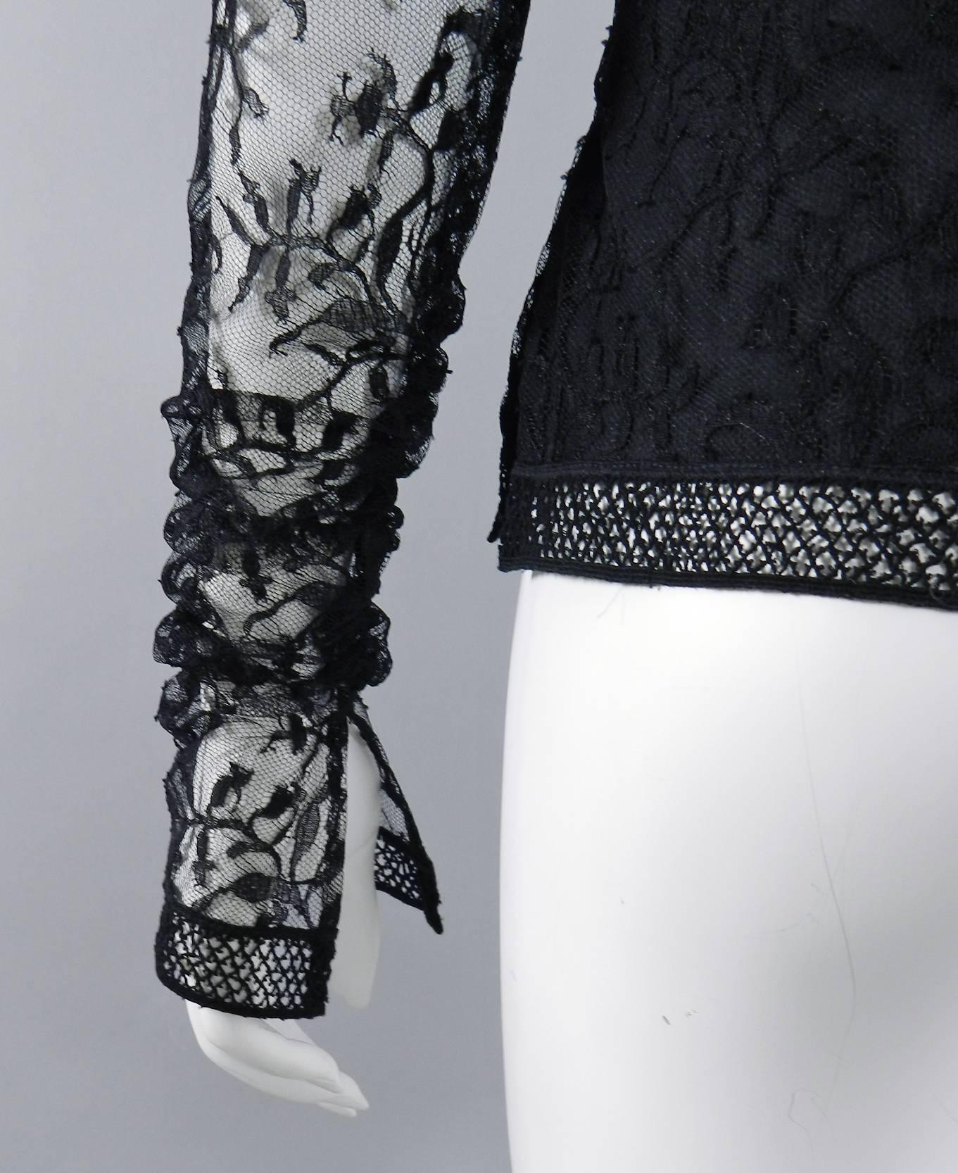 Chanel 07C Black Lace Runway Top Shirt  1