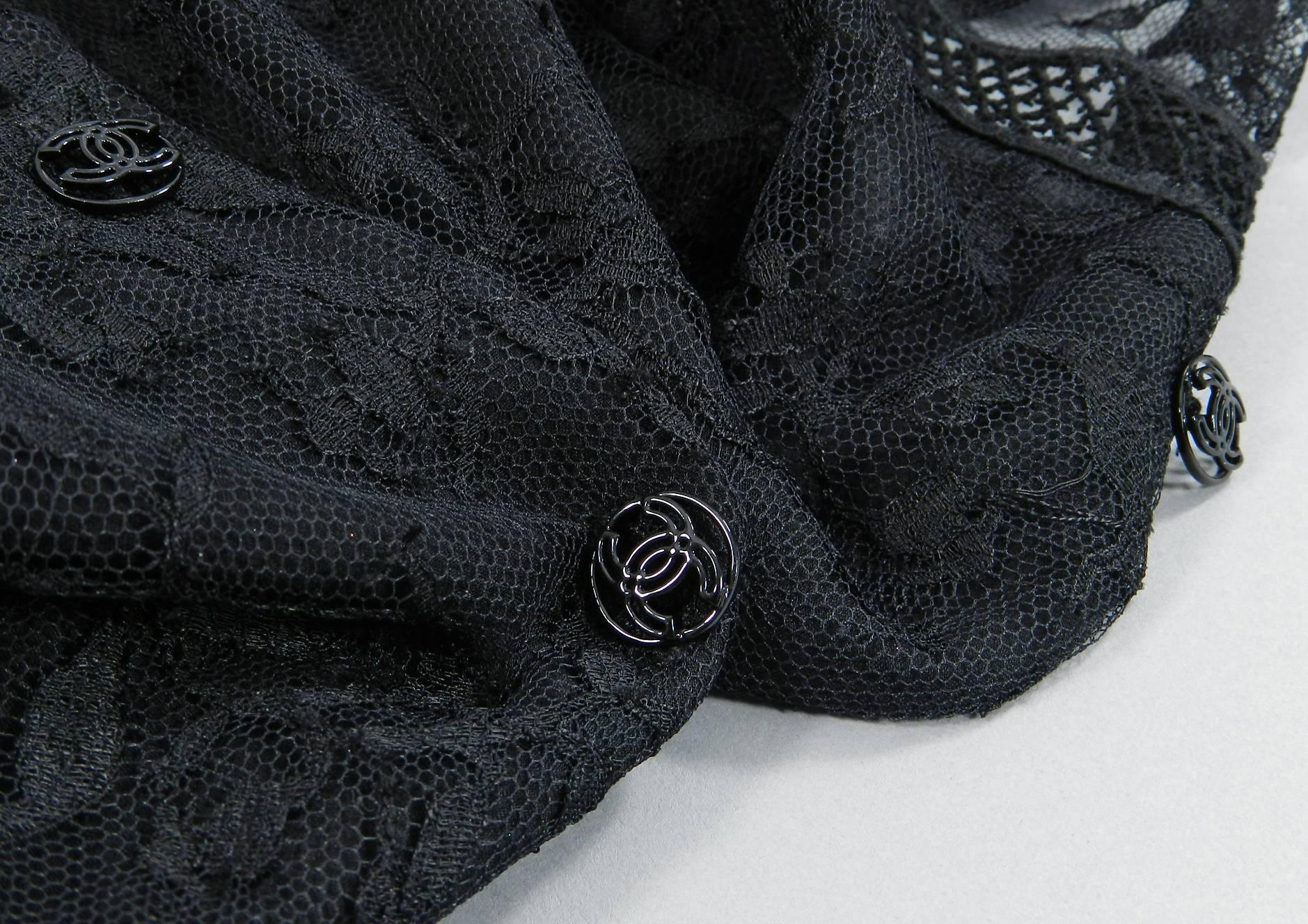 Chanel 07C Black Lace Runway Top Shirt  2