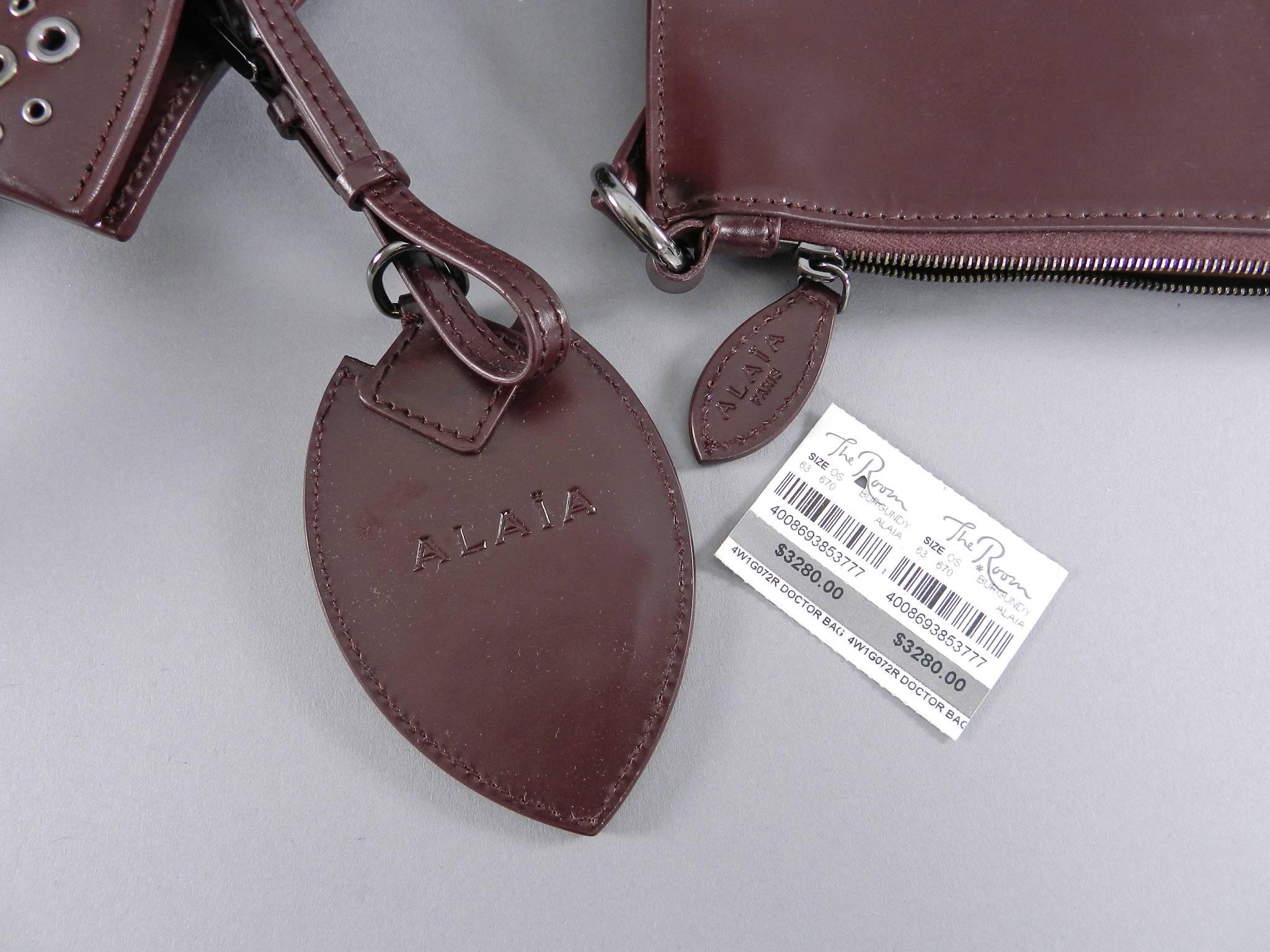 Alaia Burgundy Grommet Doctor Bag  3