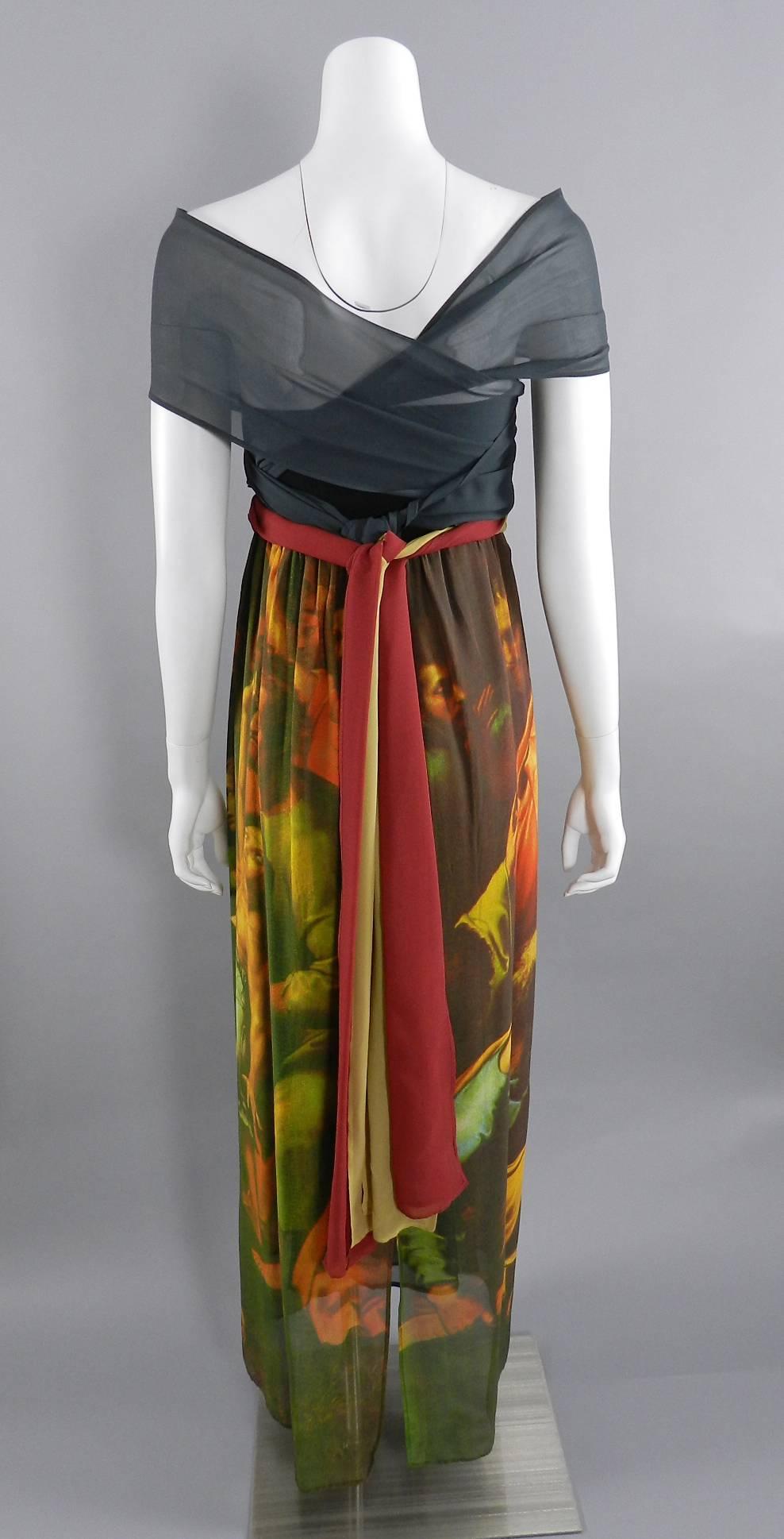 Dolce & Gabbana 1990 Runway Sheer Raphael Renaissance Painting Dress In Excellent Condition In Toronto, ON