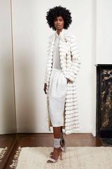 Adam Lippes Cream Fringed Tassel Coat